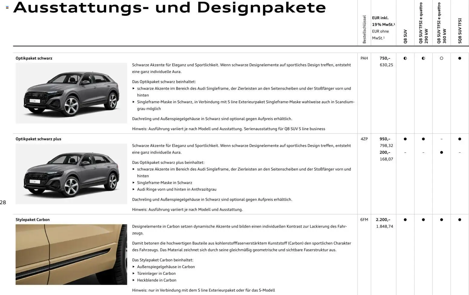 Audi Q8 – gültig ab 06.11.2025 | Seite: 28
