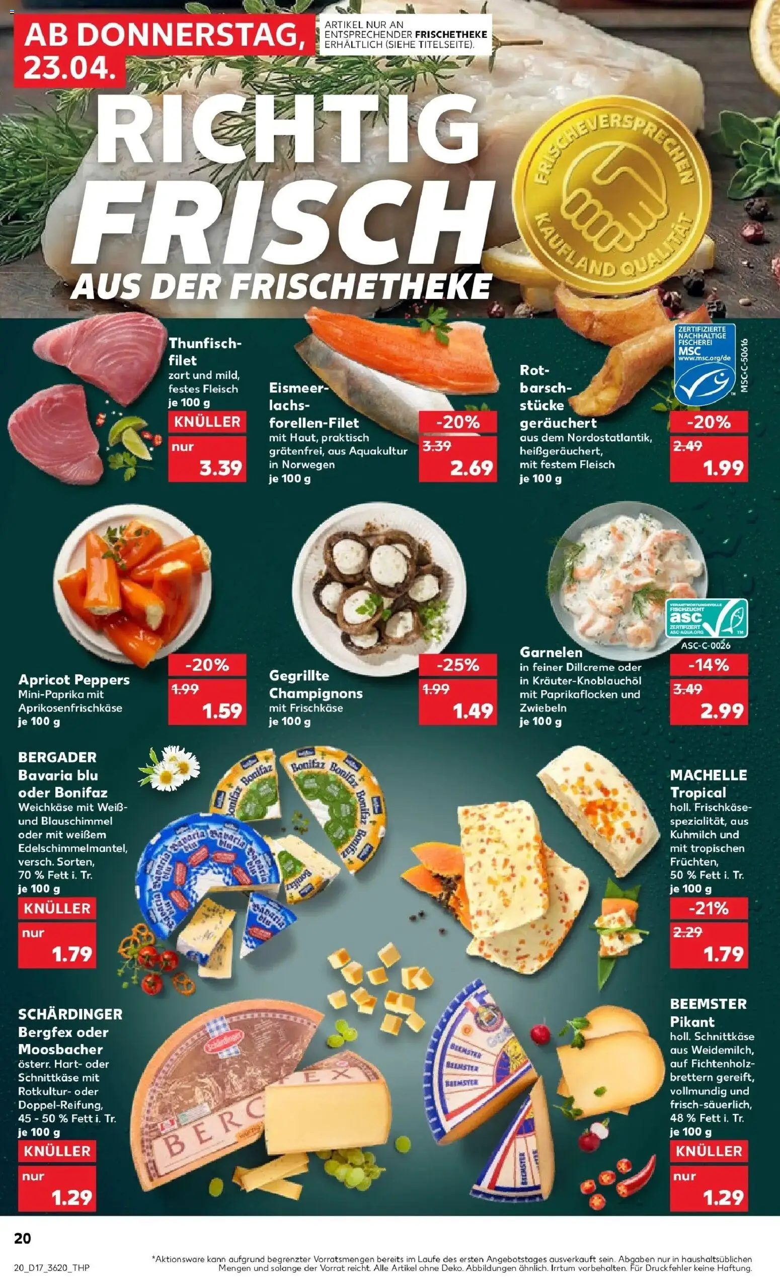Kaufland Prospekt Delmenhorst	 – gültig ab 23.04.2026 | Seite: 20 | Produkte: Garnelen, Champignons, Zwiebeln, Fleisch