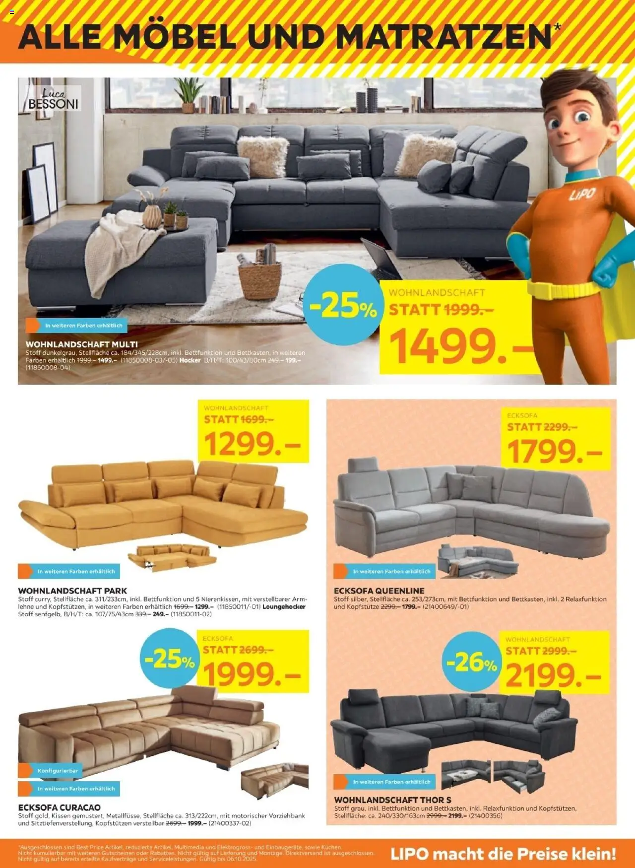 Lipo Aktionen – gültig ab 22.09.2025 | Seite: 5 | Produkte: Hocker, Kissen, Ecksofa, Wohnlandschaft