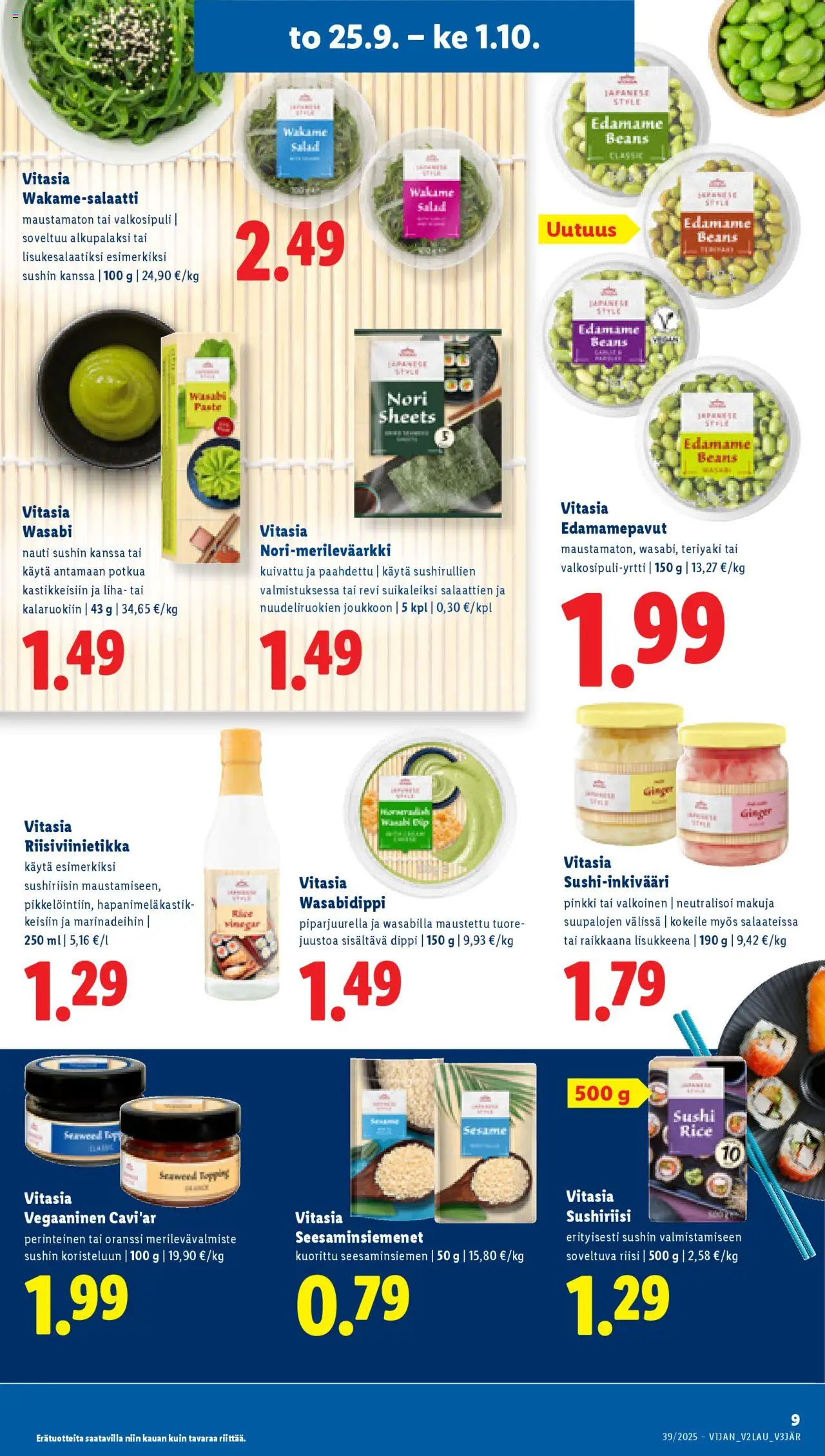 Lidl tarjoukset - Helsinki – voimassa 25.09.2025 alkaen | Sivu: 11 | Tuotteet: Valkosipuli, Sushi, Riisi
