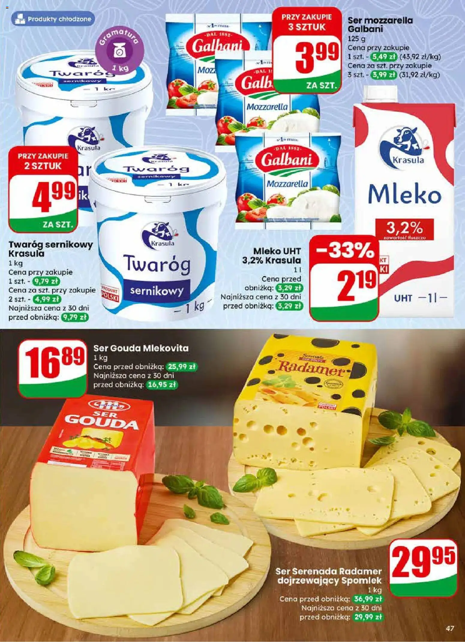 Dino gazetka od 01.04.2026 | Strona: 47 | Produkty: Mleko, Mozzarella, Twaróg, Ser gouda