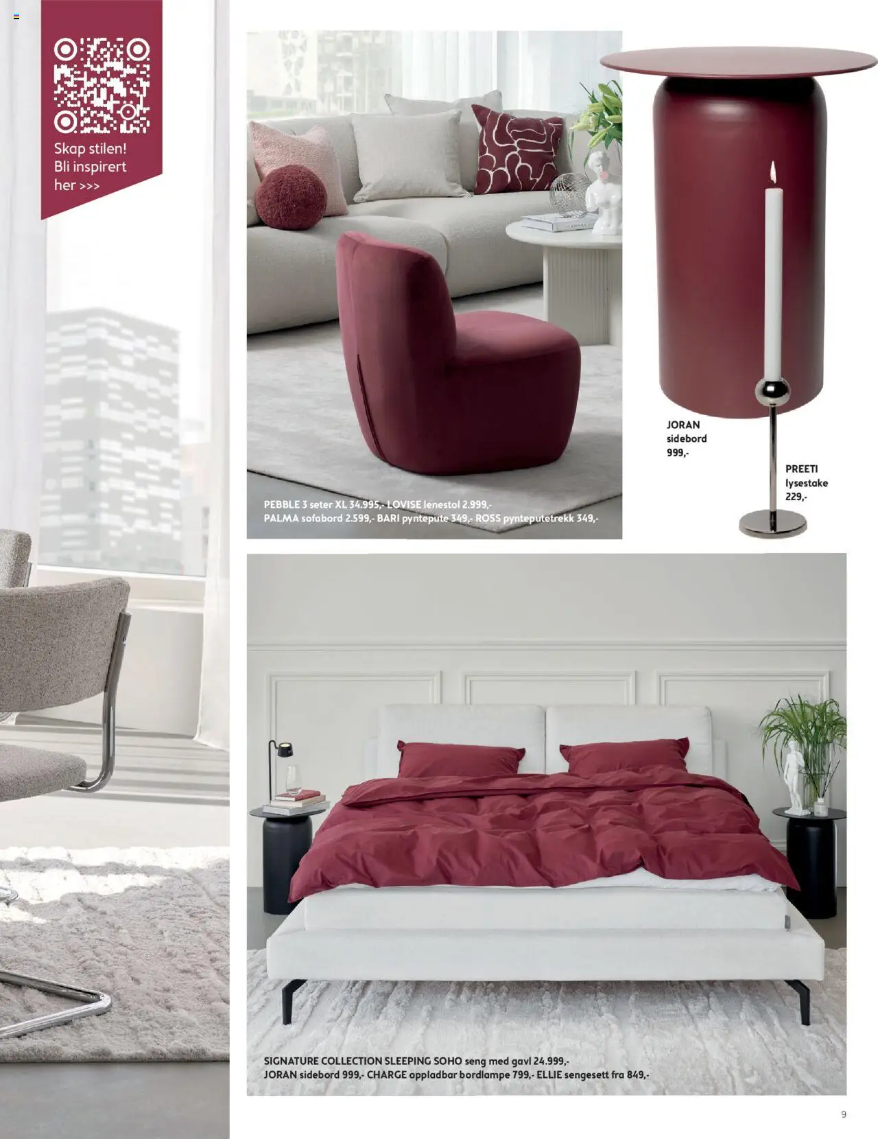  | Side: 9 | Produkter: Seng, Pyntepute, Lenestol, Sidebord