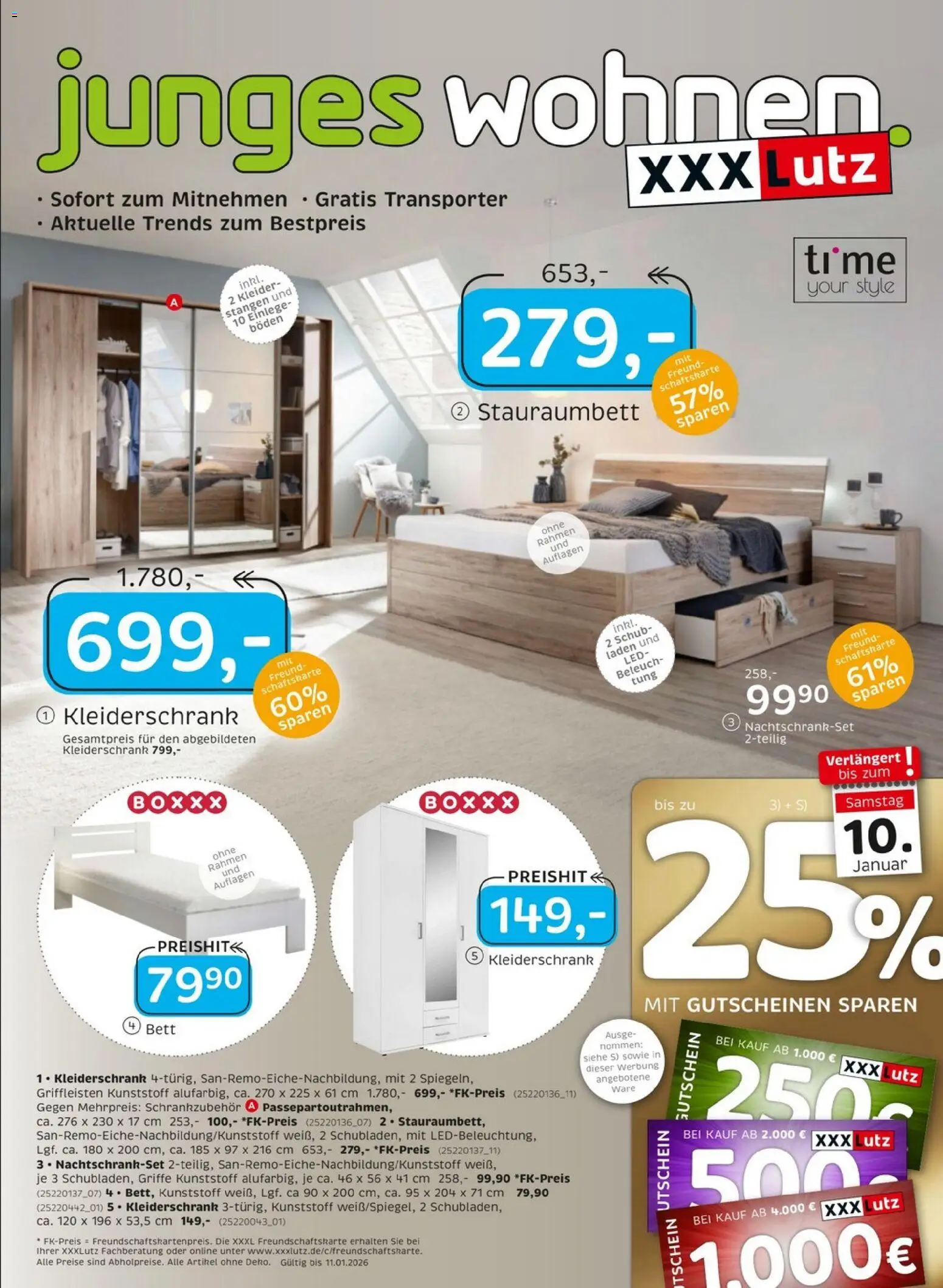 XXXL Lutz - Junges Wohnen – gültig ab 27.12.2025 | Seite: 1 | Produkte: Bett, Kleiderschrank