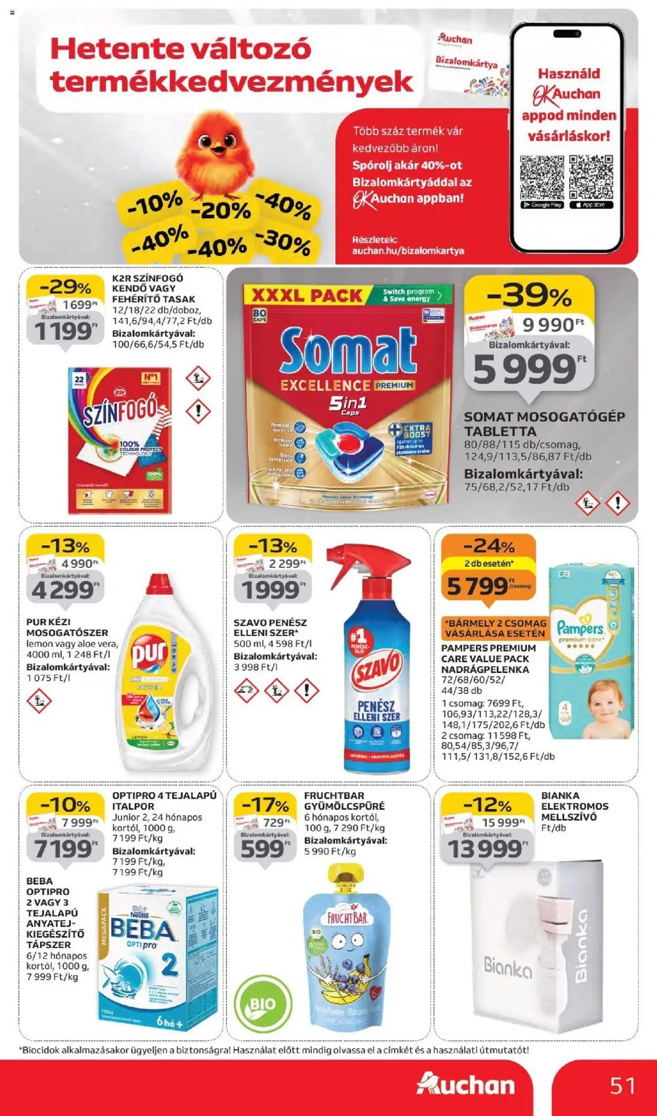 Auchan akciós ujság - amely érvényes a következő dátumtól: 02.10.2025 | Oldal: 51 | Termékek: Pampers, Kendő, Aloe vera, Mosogatószer