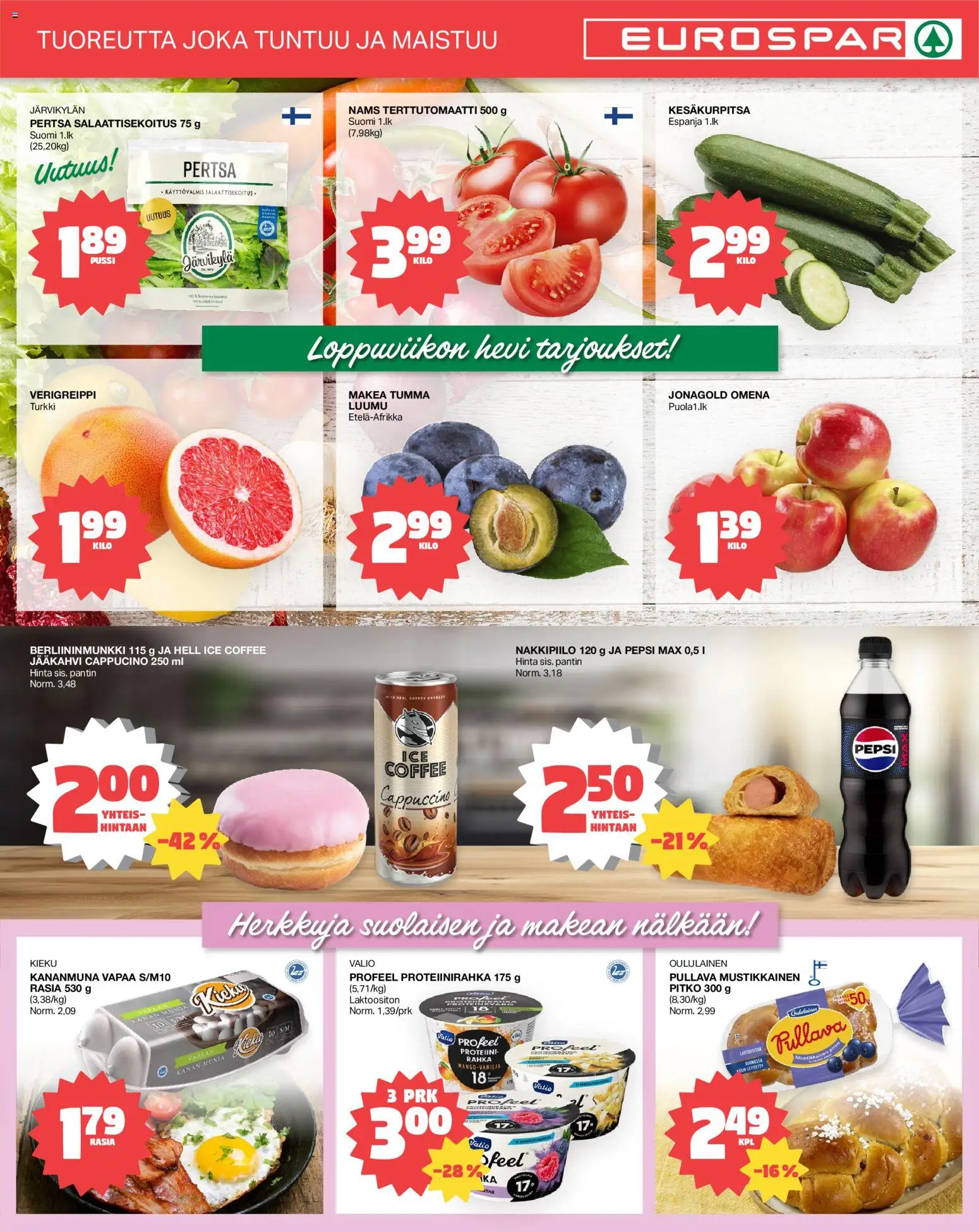 Tokmanni tarjoukset EUROSPAR – voimassa 12.03.2026 alkaen | Sivu: 3 | Tuotteet: Jääkahvi, Luumu, Kananmuna, Kesäkurpitsa