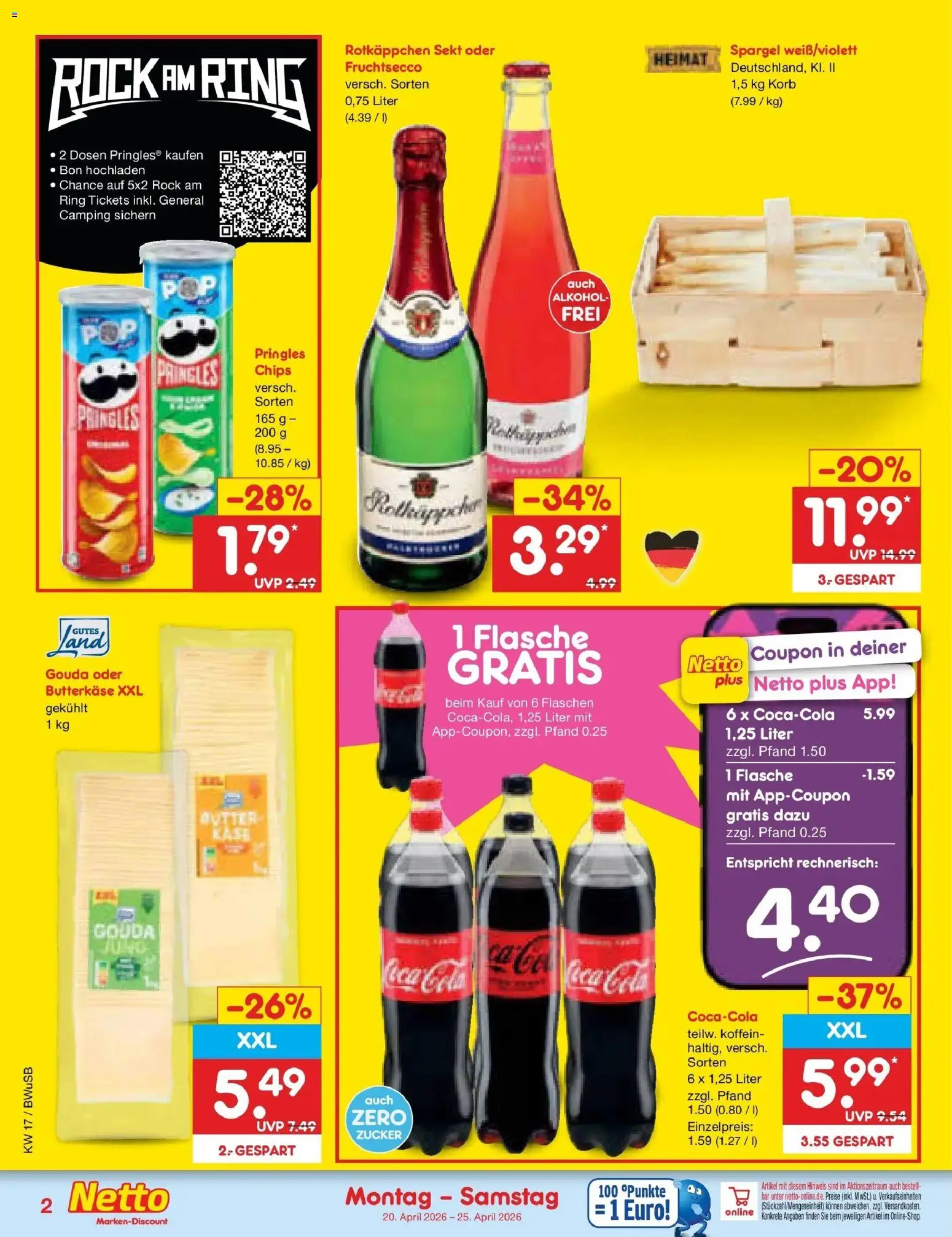 Netto Marken-Discount Prospekt Stemwede-Dielingen	 – gültig ab 20.04.2026 | Seite: 2 | Produkte: Sekt, Rock, Pringles, Chips