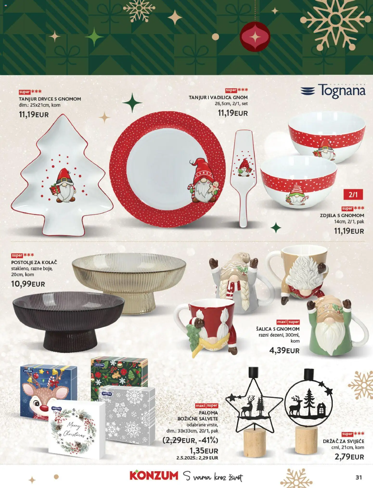 Konzum katalog | vrijedi od 24.11.2025 | Stranica: 31 | Proizvodi: Tognana, Salvete, Šalica, Zdjela