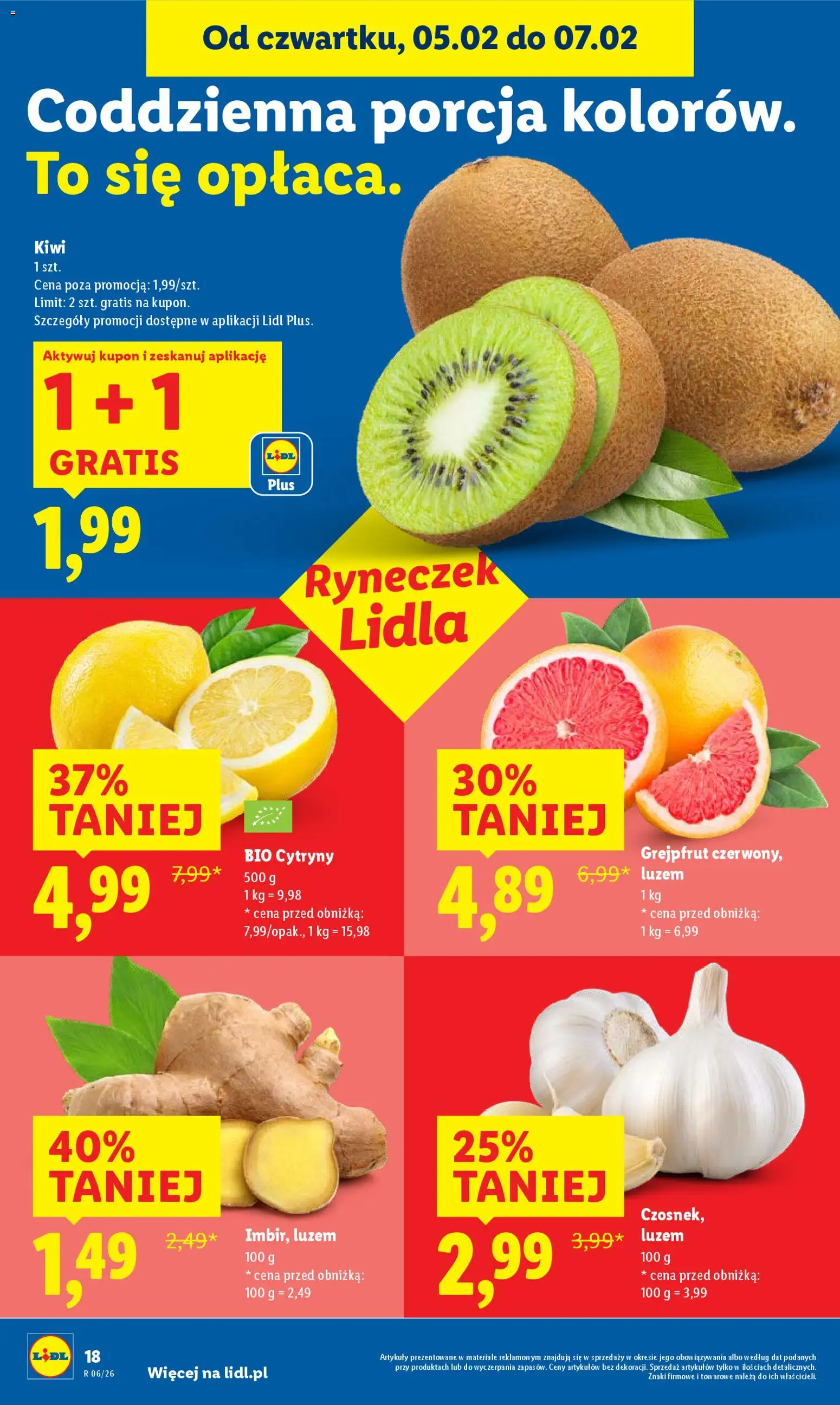 Lidl Gazetka od 05.02.2026 | Strona: 20 | Produkty: Cytryny, Kiwi, Grejpfrut