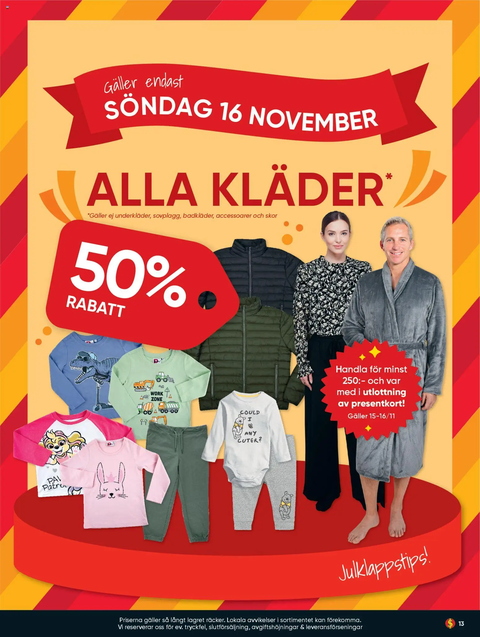 Dollar Store reklamblad aktuell från 10.11.2025 | Sida: 13 | Produkter: Galler, Kläder