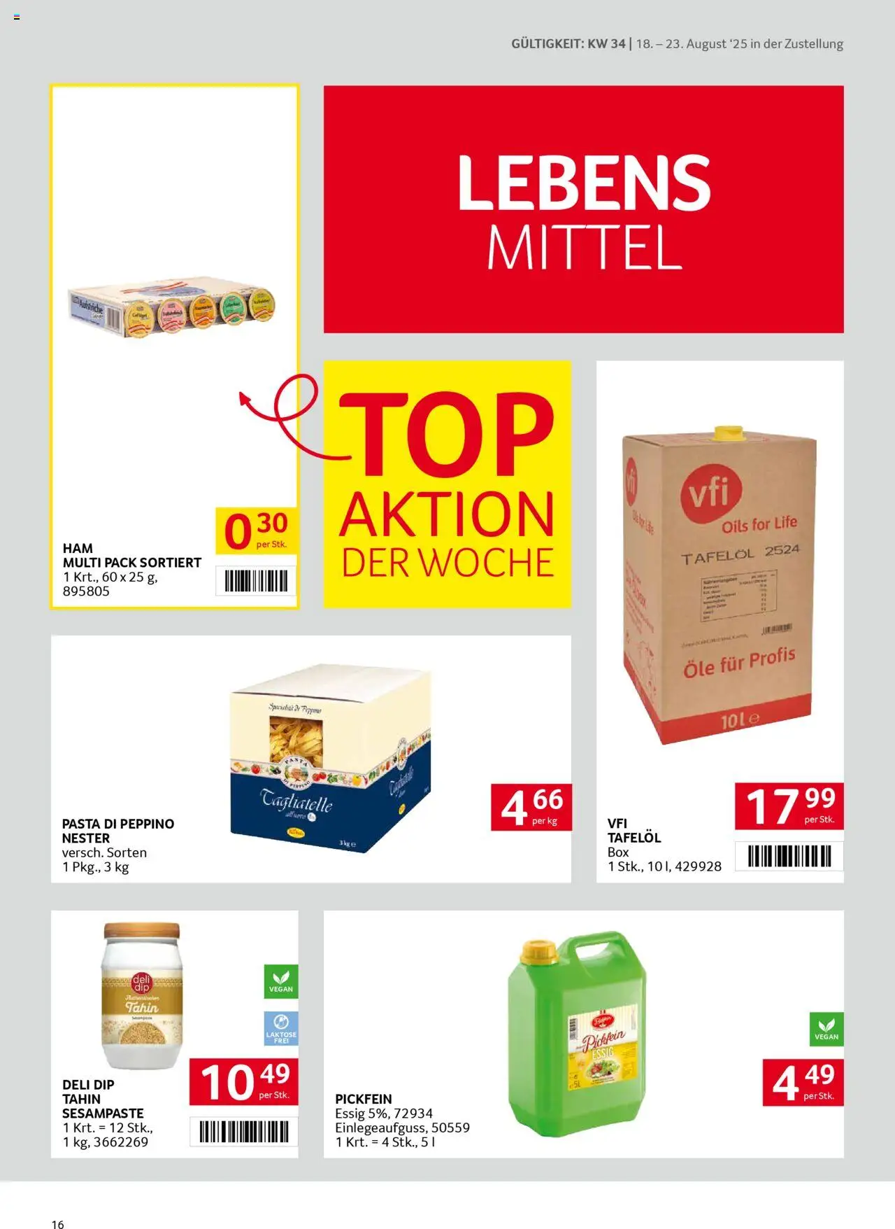 Transgourmet Zustellaktion gültig ab 17.08.2025 | Seite: 16 | Produkte: Pasta