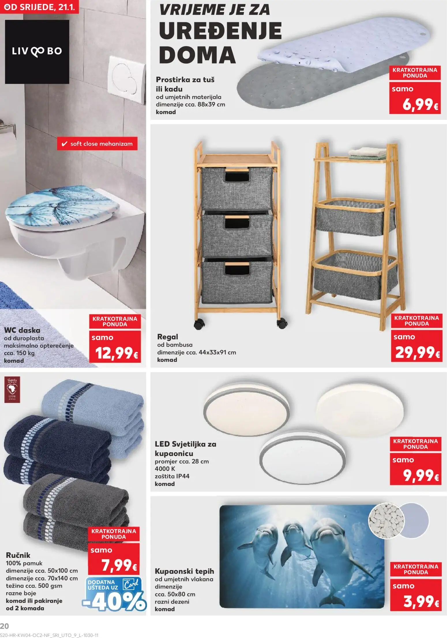 Kaufland katalog | vrijedi od 21.01.2026 | Stranica: 20 | Proizvodi: Tepih, Svjetiljka, Ručnik, Regal