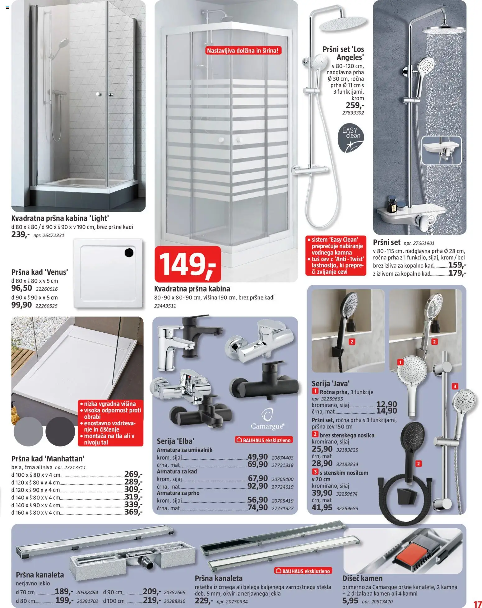 Novi Bauhaus katalog ponudbe – veljaven od 29.01.2026 | Stran: 17 | Izdelki: Okvir, Prha, Umivalnik