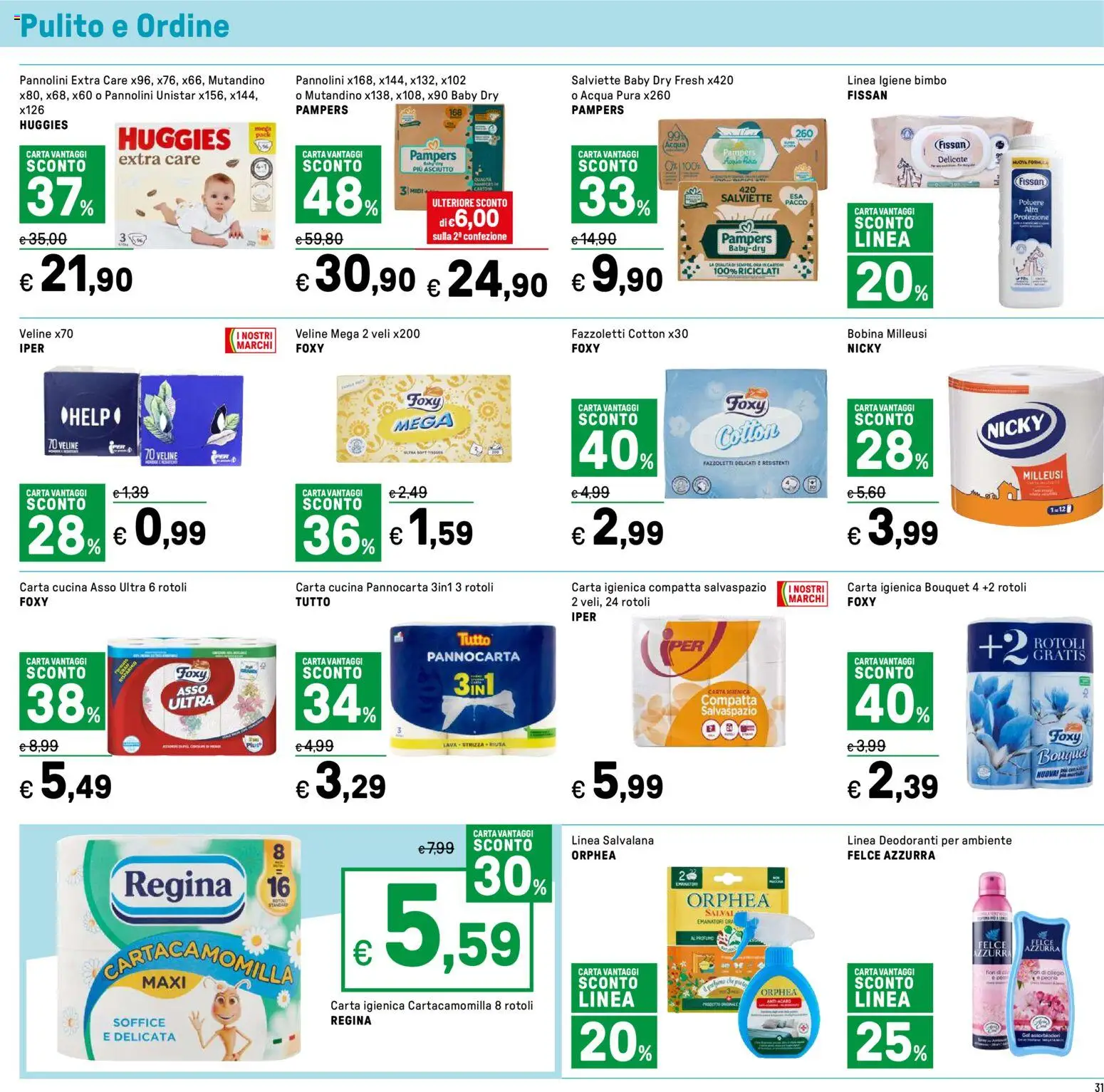 Volantino Iper del 07.01.2026 | Pagina: 31 | Prodotti: Pannolini, Carta igienica, Veline, Pampers