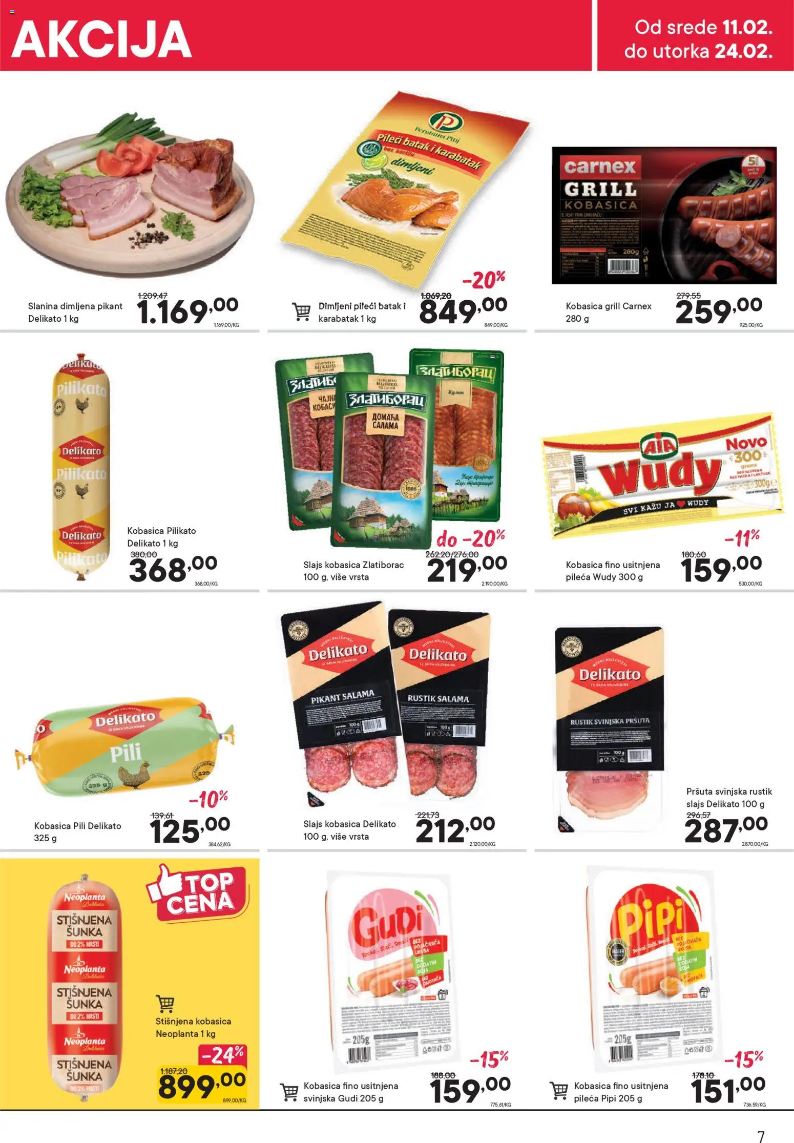 PerSu katalog - važi od 11.02.2026 | Strana: 7 | Proizvode: Salama, Šunka, Slanina, Kobasica