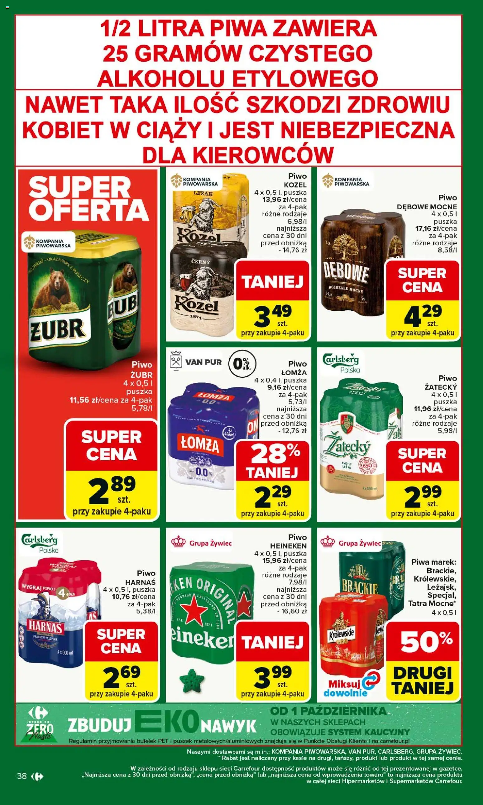 Carrefour Gazetka od 08.12.2025 | Strona: 42 | Produkty: Leżak, Harnaś, Piwo, Heineken