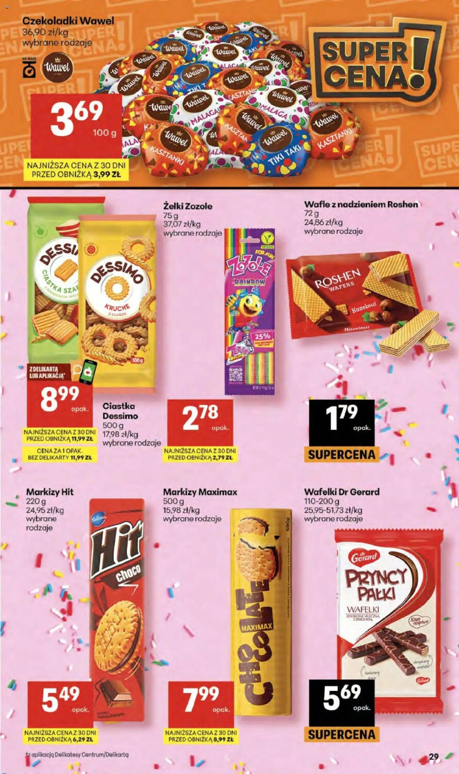 Delikatesy Centrum gazetka od 23.04.2026 | Strona: 29 | Produkty: Czekoladki, Delikatesy, Wafelki, Żelki