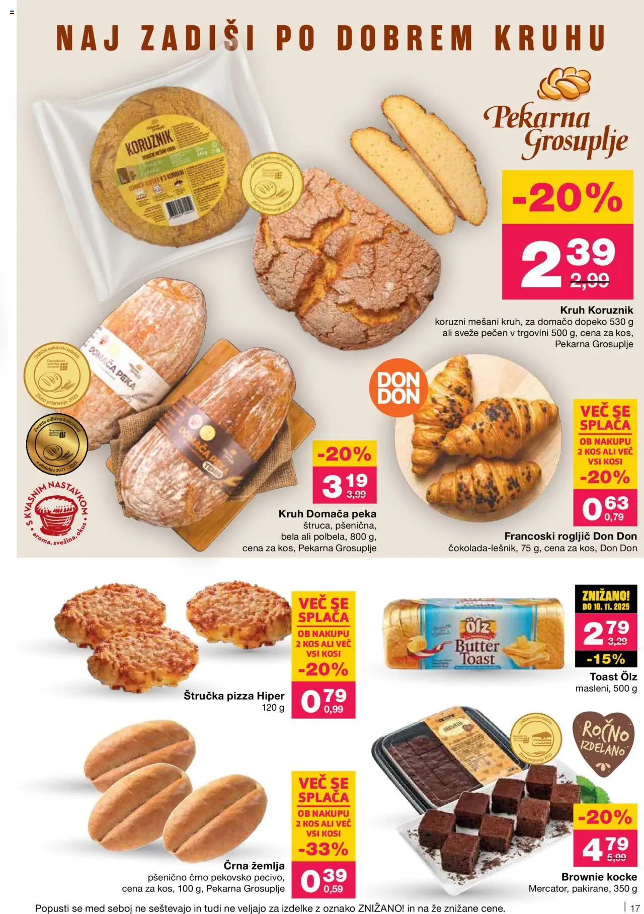 Novi Mercator katalog ponudbe – veljaven od 11.09.2025 | Stran: 17 | Izdelki: Žemlja, Štručka, Pekarna, Kruh