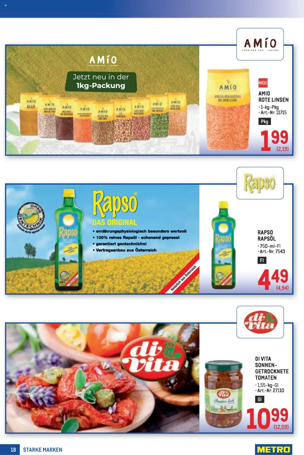 Metro  Starke Marken gültig ab 18.09.2025 | Seite: 18 | Produkte: Tomaten