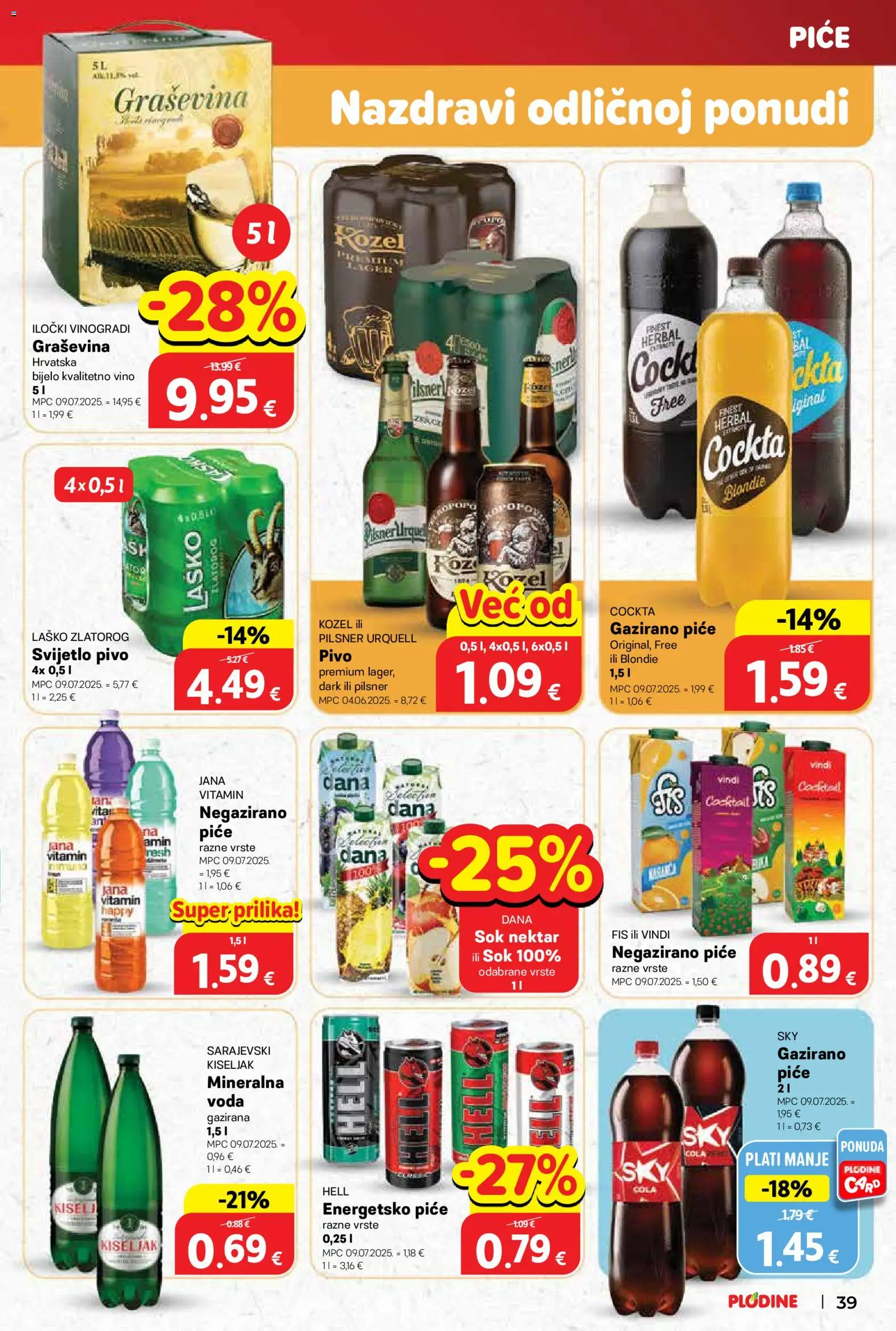 Plodine katalog | vrijedi od 10.12.2025 | Stranica: 39 | Proizvodi: Sok, Vino, Laško, Voda
