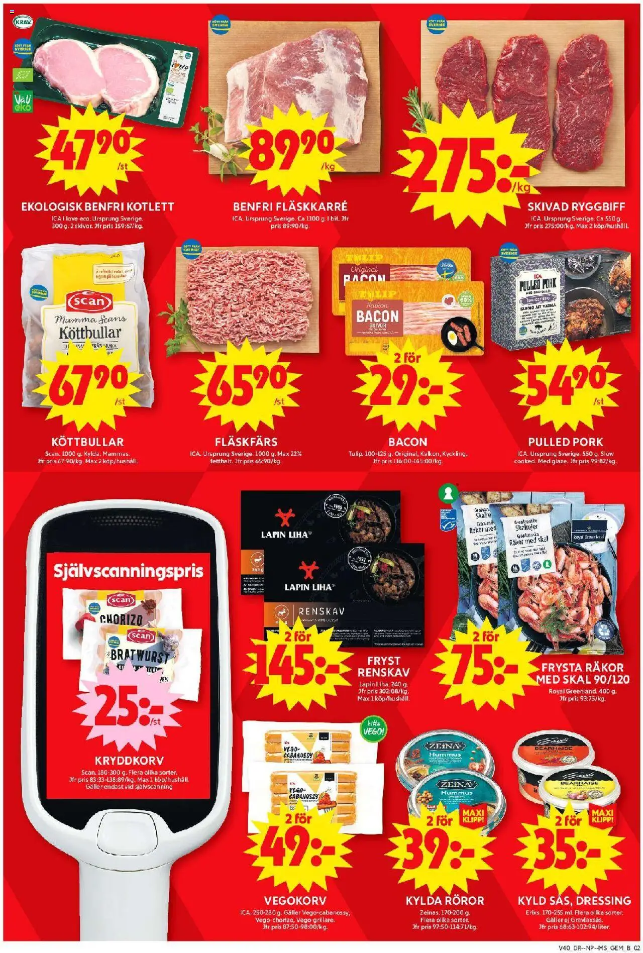 ICA Maxi reklamblad aktuell från 29.09.2025 | Sida: 2 | Produkter: Köttbullar, Bacon, Räkor, Kalkon