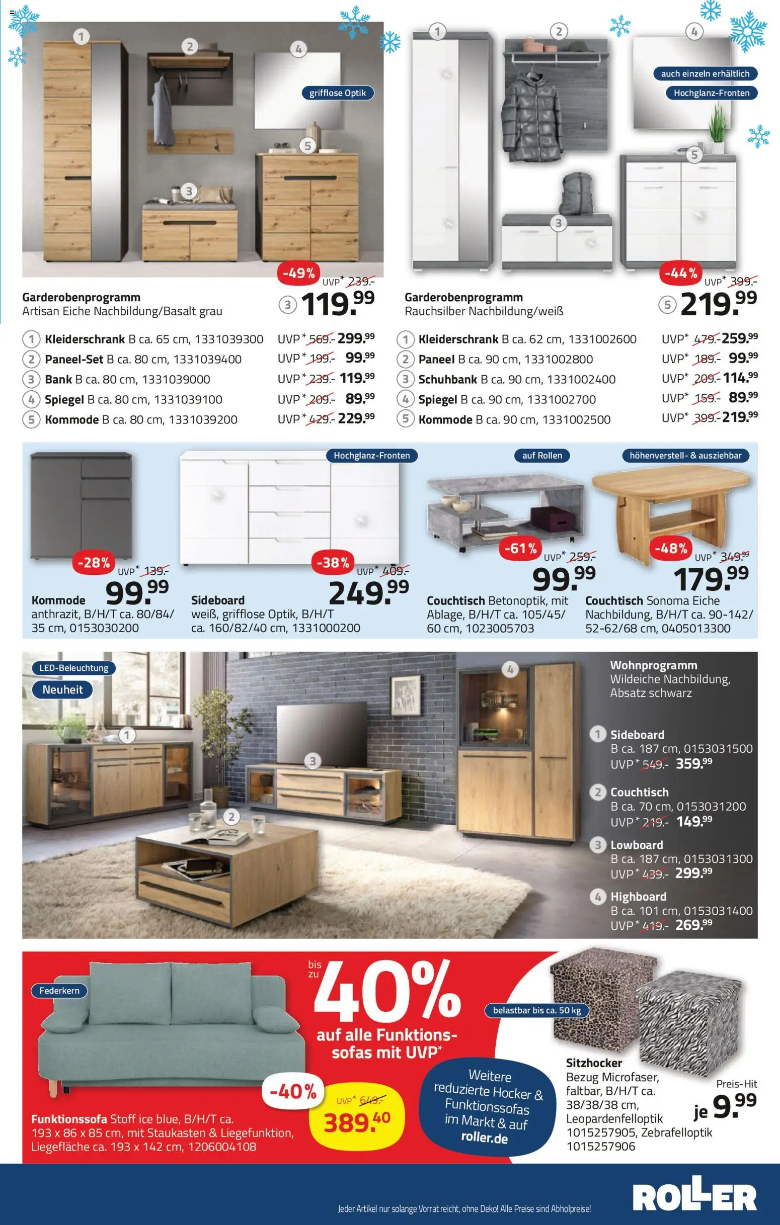 Roller Prospekt 	 – gültig ab 11.01.2026 | Seite: 15 | Produkte: Sideboard, Hocker, Spiegel, Schuhbank