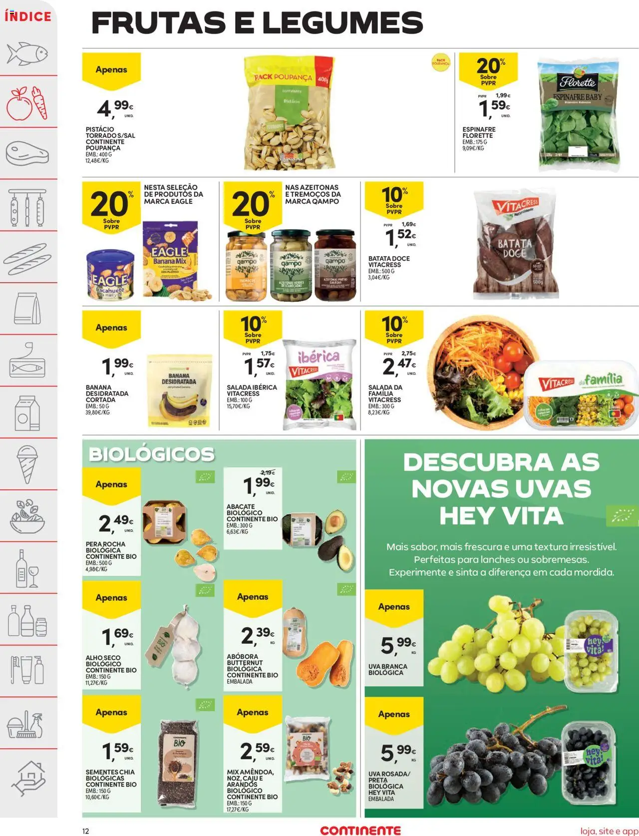 Continente folheto │ válido de 16.09.2025 | Página: 12 | Produtos: Banana, Abacate, Tremoços, Salada