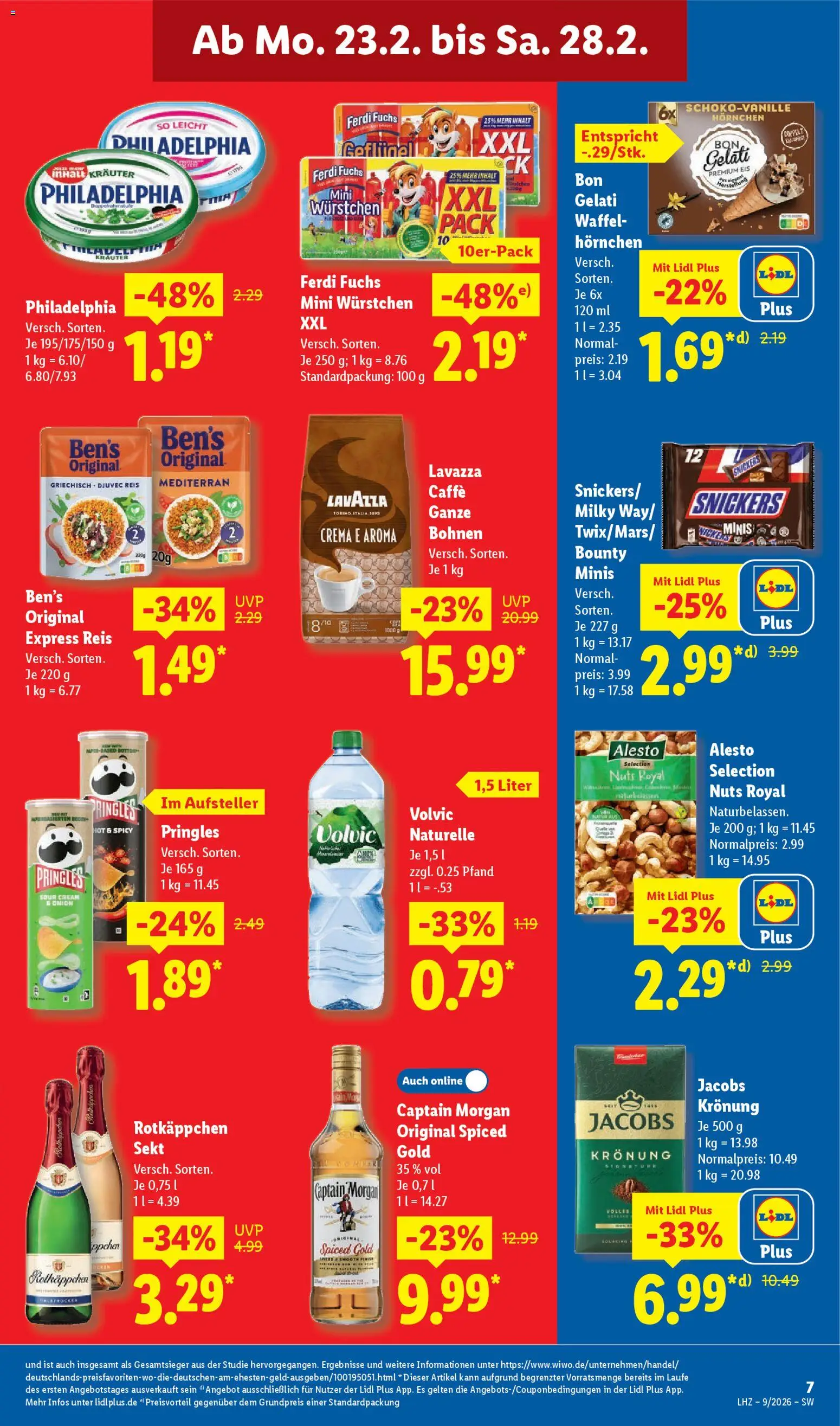 Lidl Prospekt Nagold – gültig ab 23.02.2026 | Seite: 13 | Produkte: Philadelphia, Rotkäppchen, Pringles, Volvic