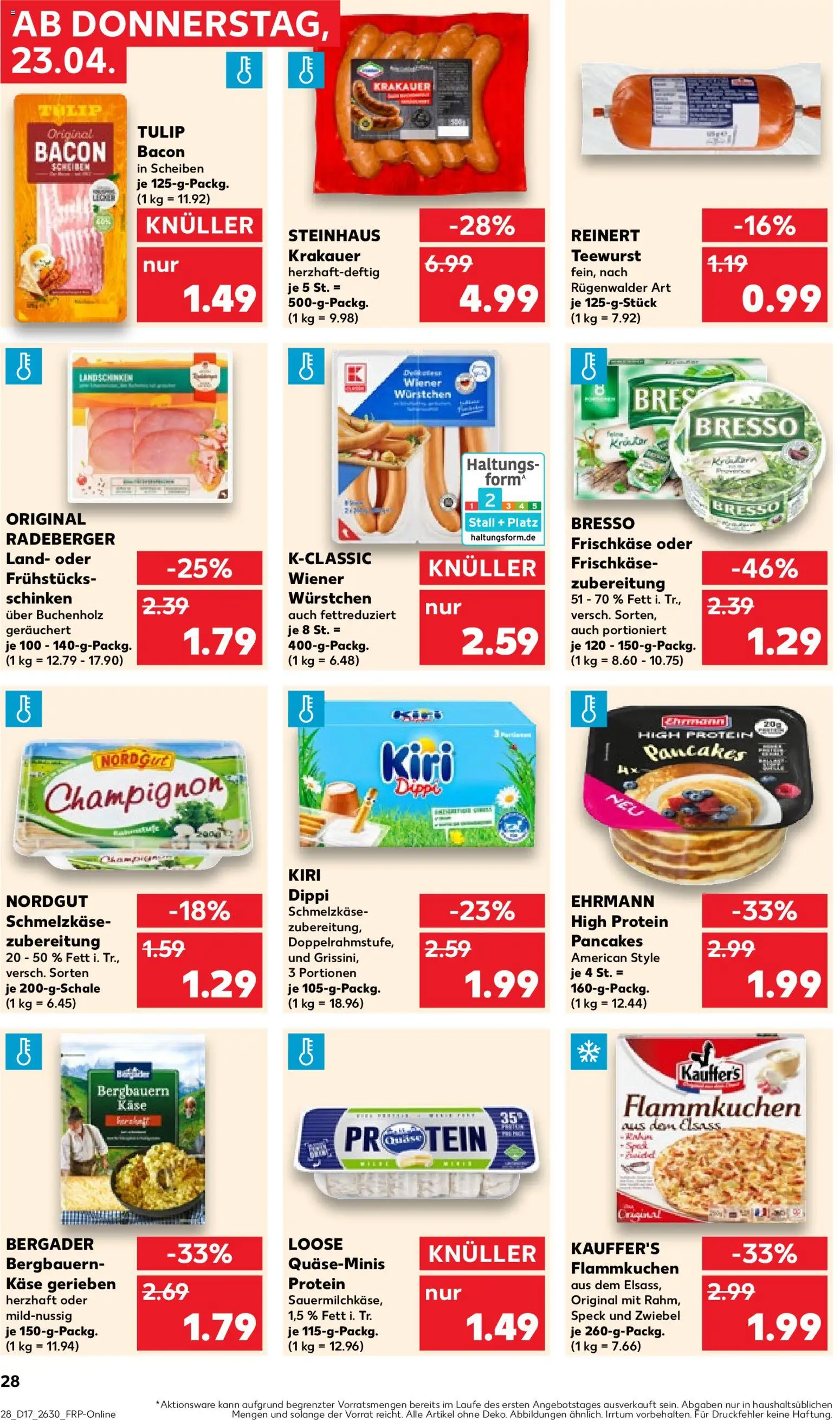 Kaufland Prospekt Jena	 – gültig ab 23.04.2026 | Seite: 28 | Produkte: Wiener wurstchen, Bresso, Schinken, Frischkase