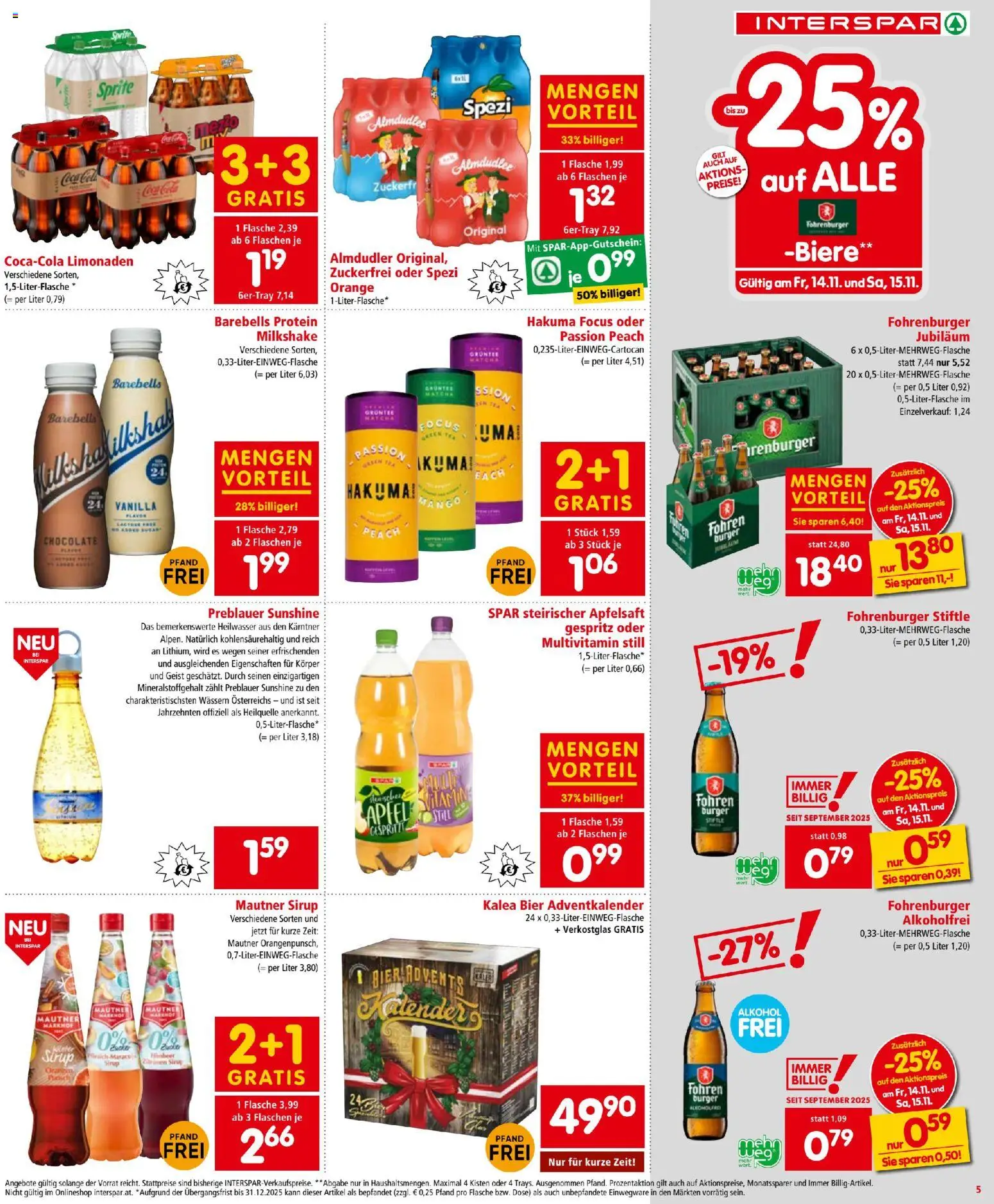 Interspar Flugblatt gültig ab 13.11.2025 | Seite: 5 | Produkte: Mango, Planche de surf, Bier, Papier blanc