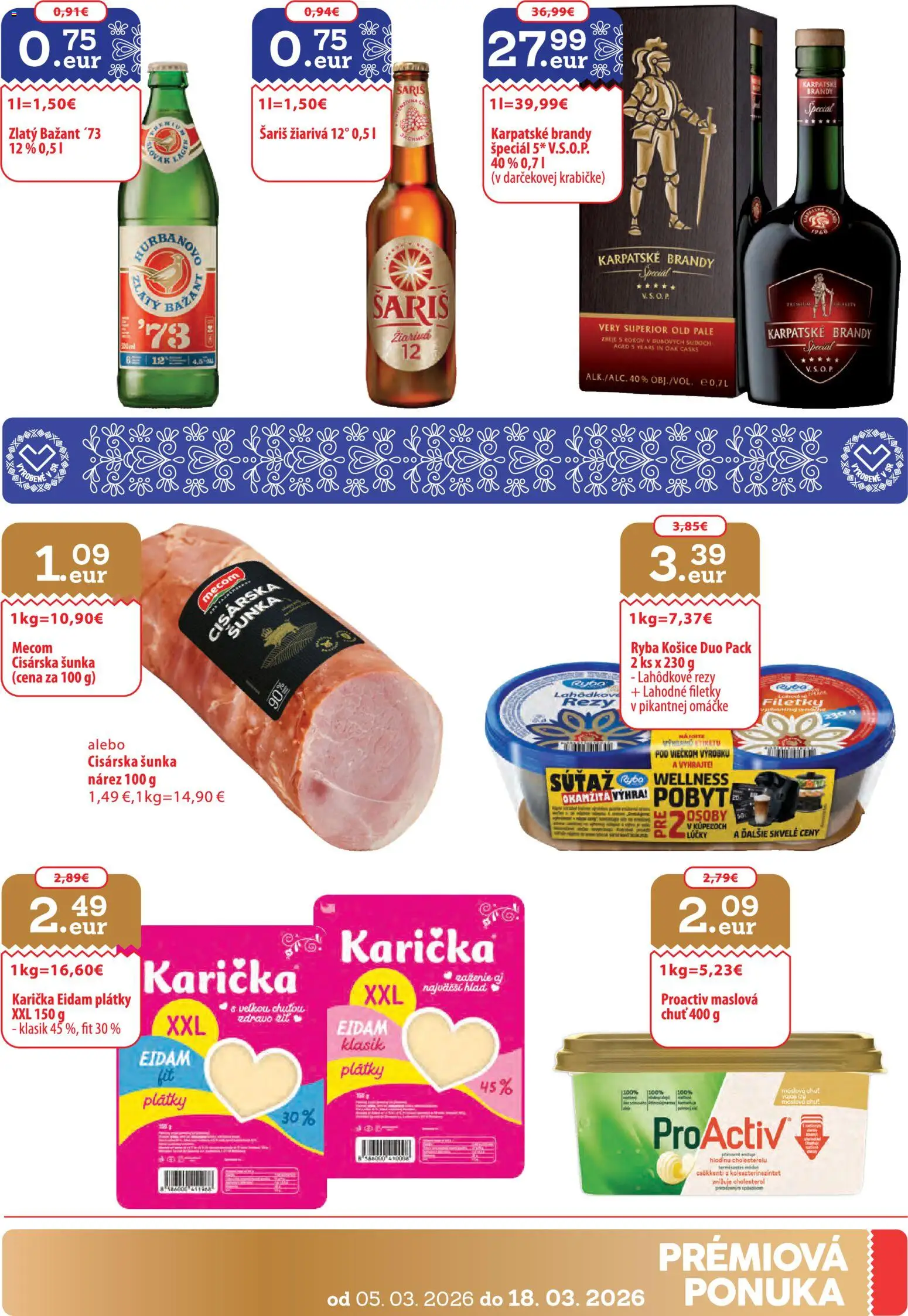 Nové Nitrazdroj akcie – leták je platný od 05.03.2026 | Strana: 29 | Produkty: Šunka, Zlatý Bažant, Ryba, Brandy
