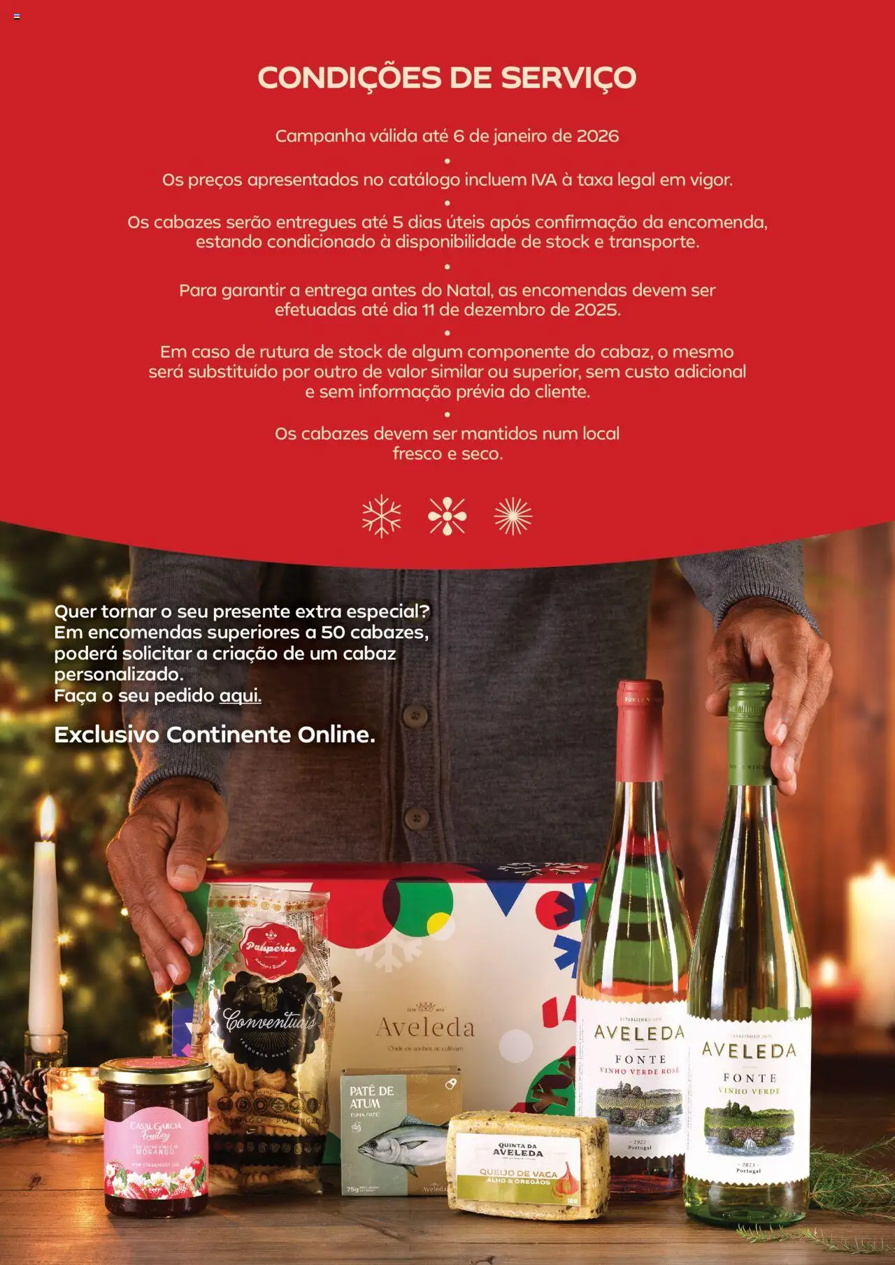 Continente - Cabazes de Natal │ válido de 06.10.2025 | Página: 32 | Produtos: Atum, Faca, Orégãos, Queijo