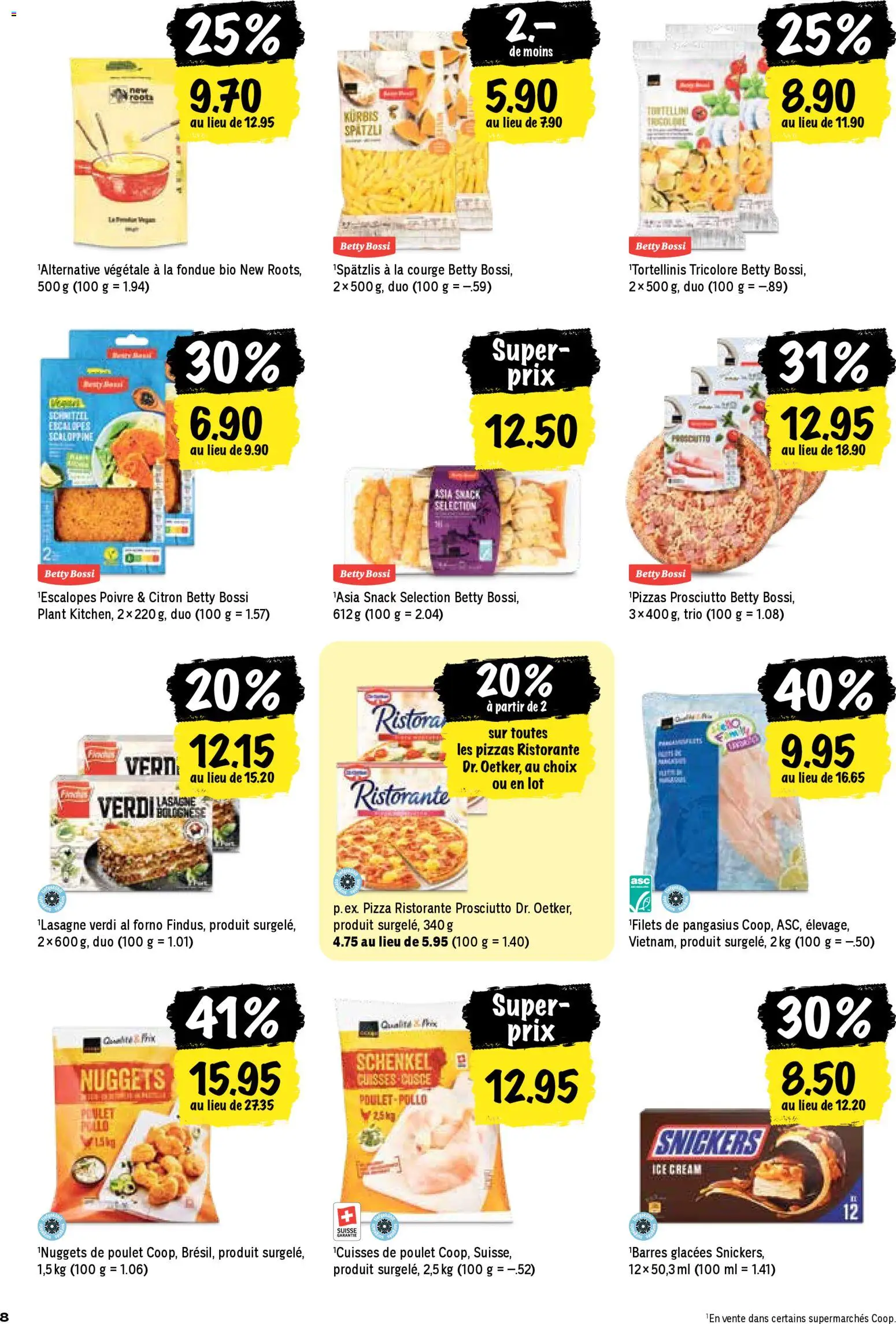 Coop - Les actions de la semaine – gültig ab 30.10.2025 | Seite: 8 | Produkte: Snickers, Pizza, Kürbis, Fondue