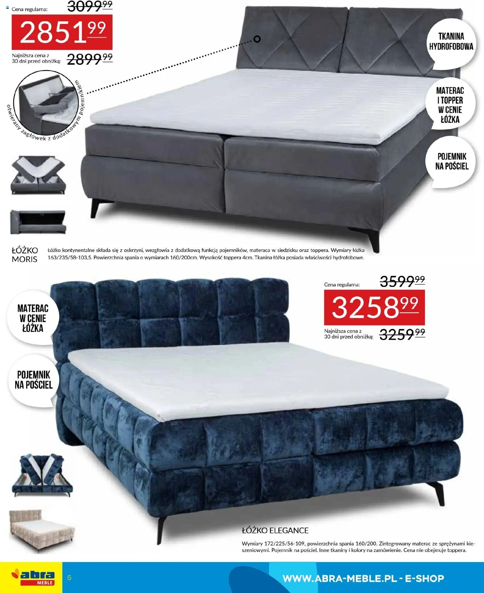 Abra meble Gazetka od 29.01.2026 | Strona: 6 | Produkty: Pościel, Łóżko, Materac