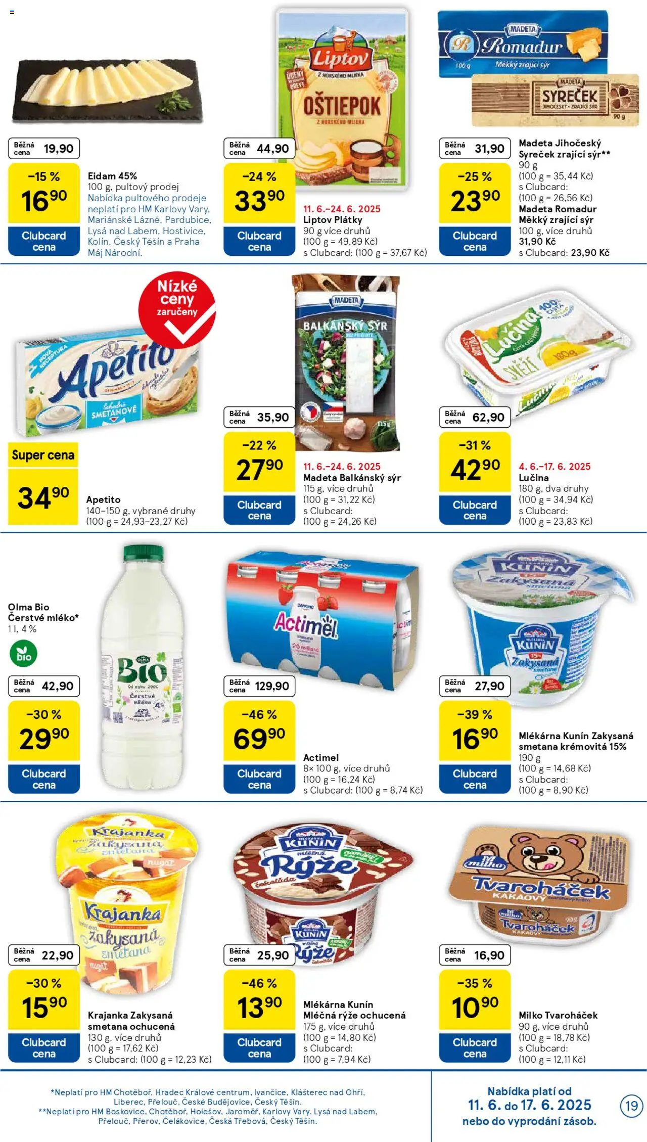 Tesco leták - Hypermarket od 11.06.2025 | Strana: 19 | Produkty: Lučina, Eidam, Romadur, Tvaroháček