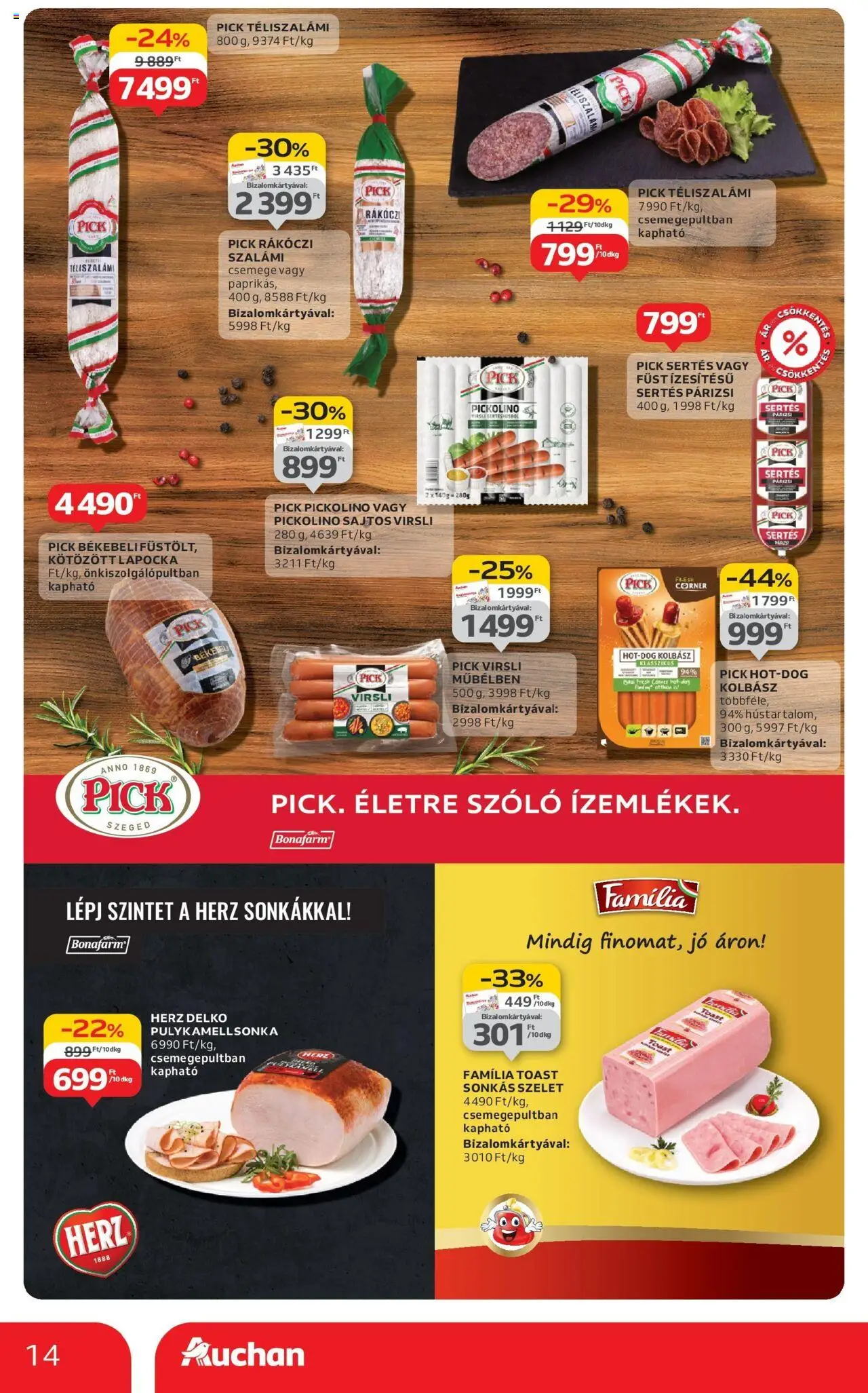 Auchan akciós ujság - amely érvényes a következő dátumtól: 07.08.2025 | Oldal: 14 | Termékek: Kolbász, Szalámi, Téliszalámi, Párizsi