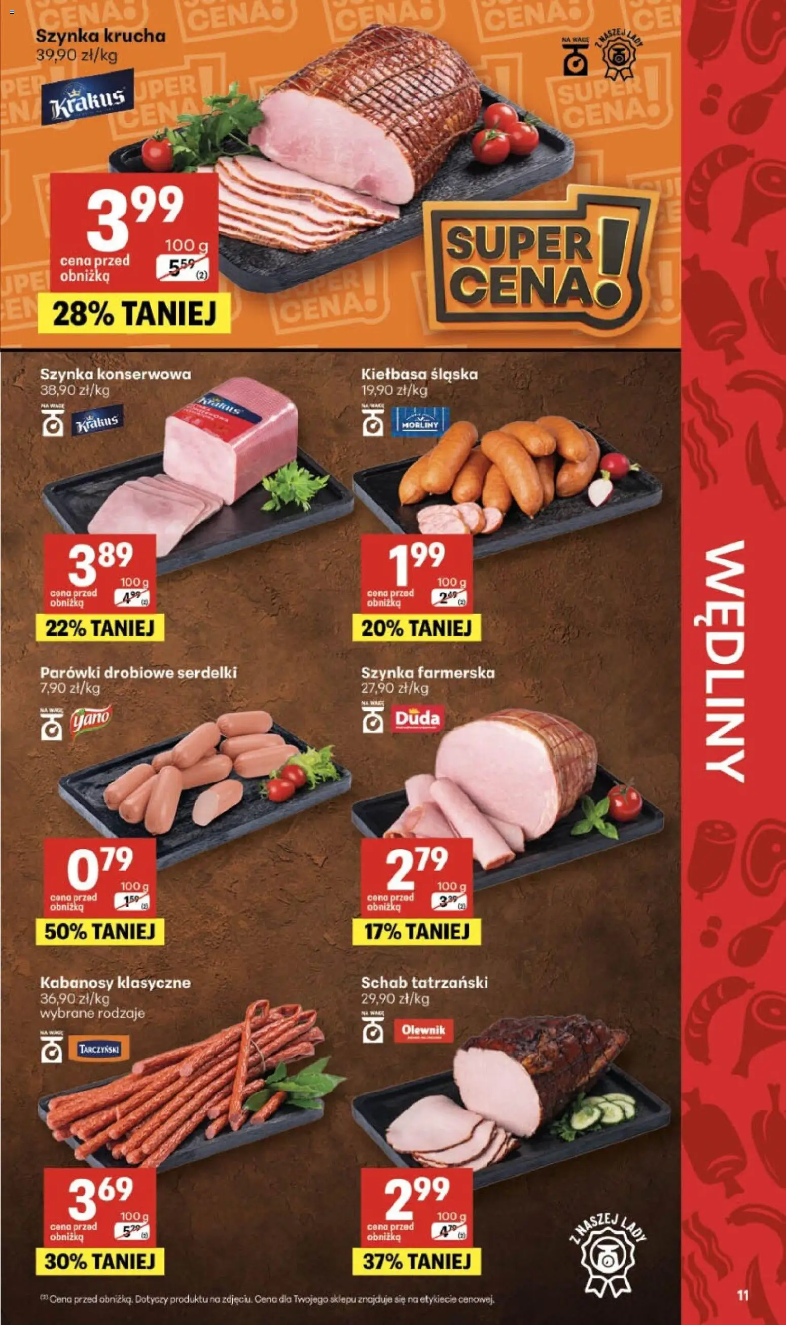 Delikatesy Centrum gazetka od 05.03.2026 | Strona: 11 | Produkty: Kiełbasa, Schab, Kabanosy, Szynka
