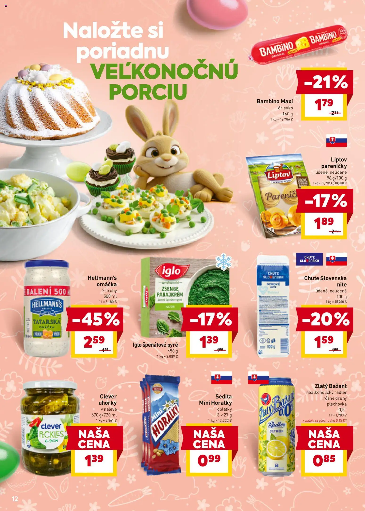 Nové Billa akcie – leták je platný od 18.03.2026 | Strana: 12 | Produkty: Radler, Zlatý Bažant, Omáčka, Uhorky