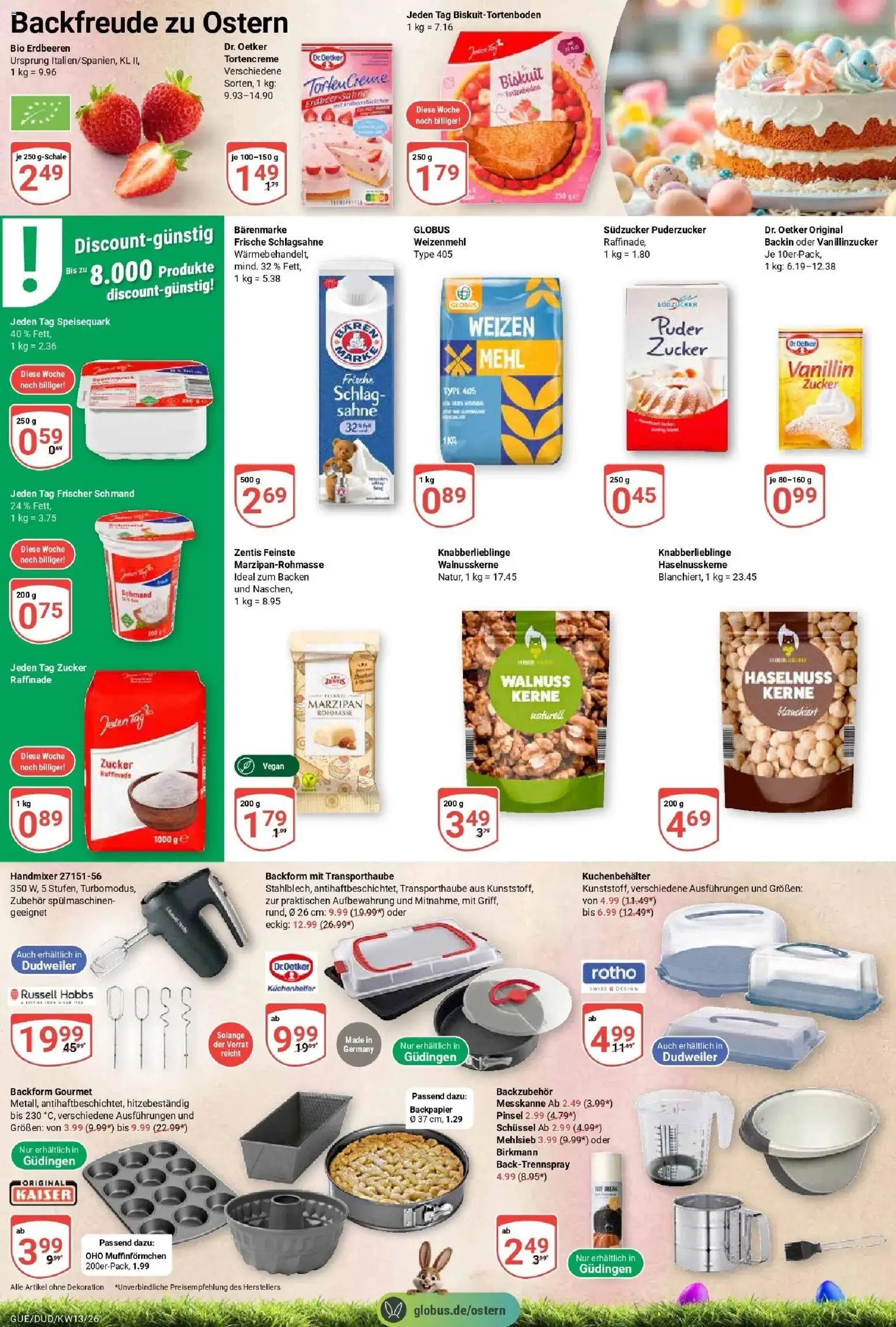 Globus prospekt Saarbrücken-Dudweiler	 – gültig ab 22.03.2026 | Seite: 21 | Produkte: Schlagsahne, Weizenmehl, Zucker, Speisequark