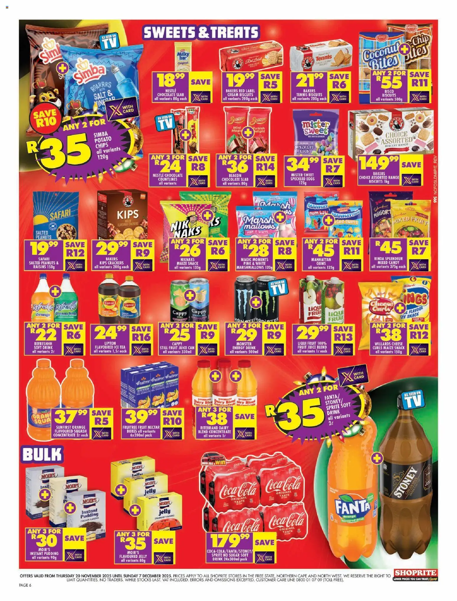 New Shoprite catalogue – valid from 20.11.2025 | Page: 6 | Products: Cheese, Fanta, Dairy blend, Sugar