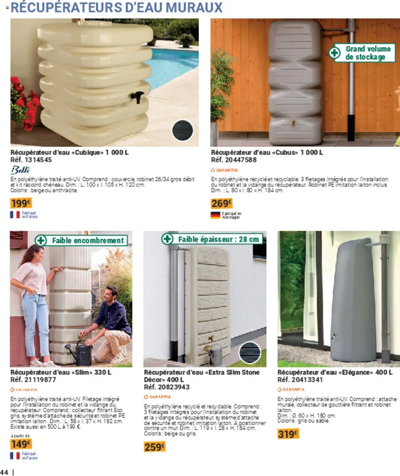  | Page: 44 | Produits: Robinet, Gouttière, Récupérateur d'eau