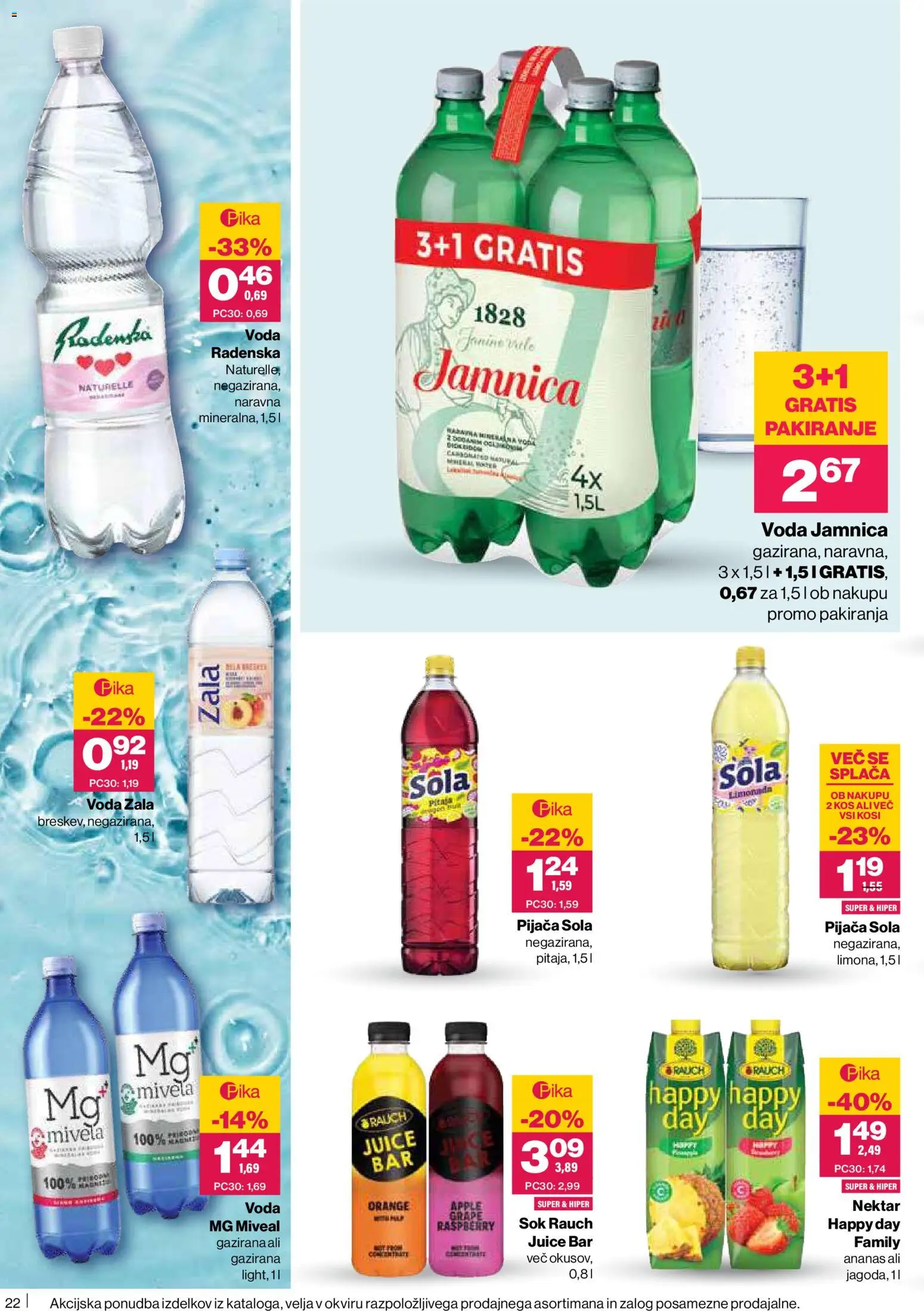 Novi Mercator katalog ponudbe – veljaven od 15.01.2026 | Stran: 22 | Izdelki: Kos, Sok, Ananas, Voda