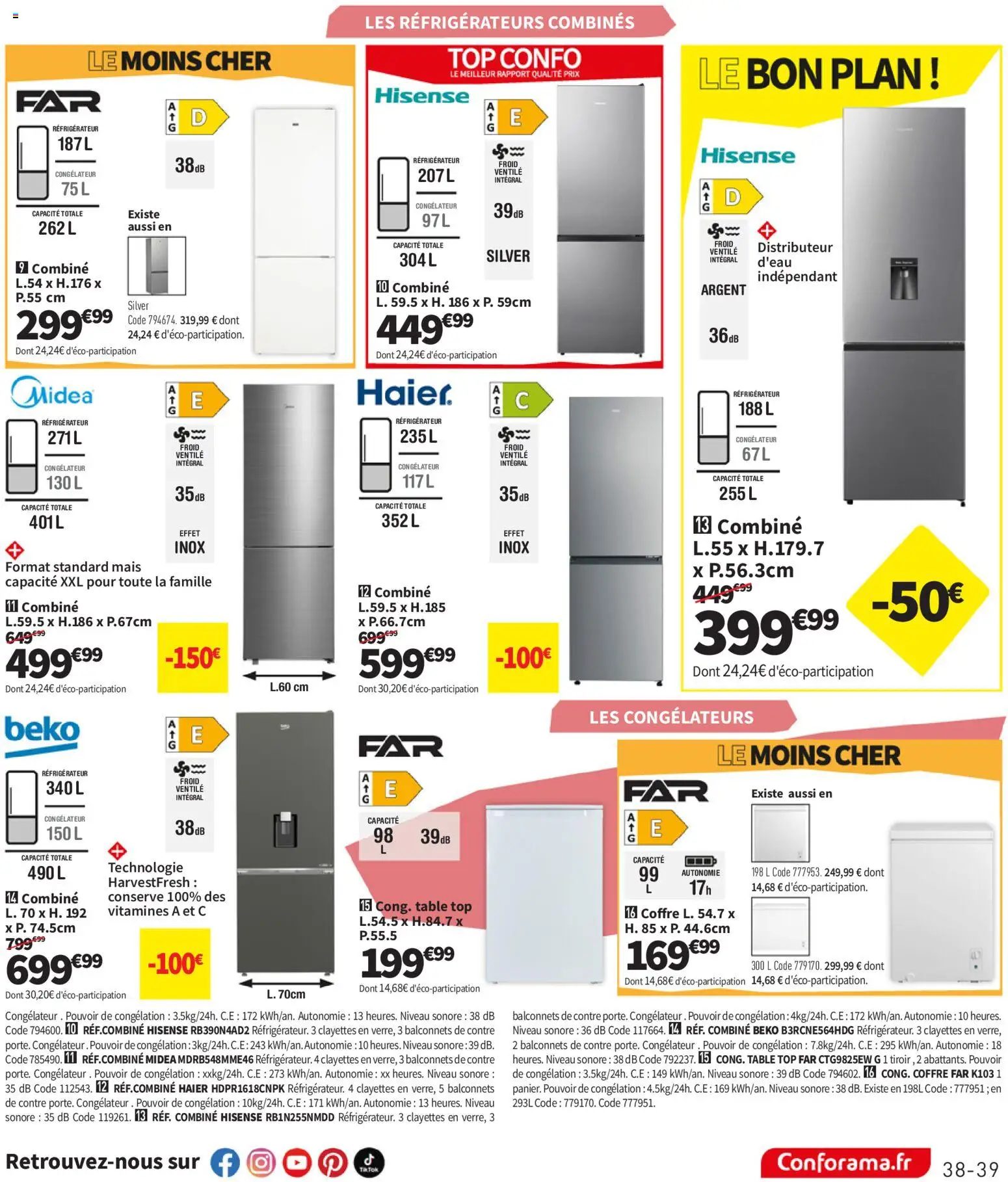 {H1} | Page: 39 | Produits: Réfrigérateur, Congélateur, Mais, Table