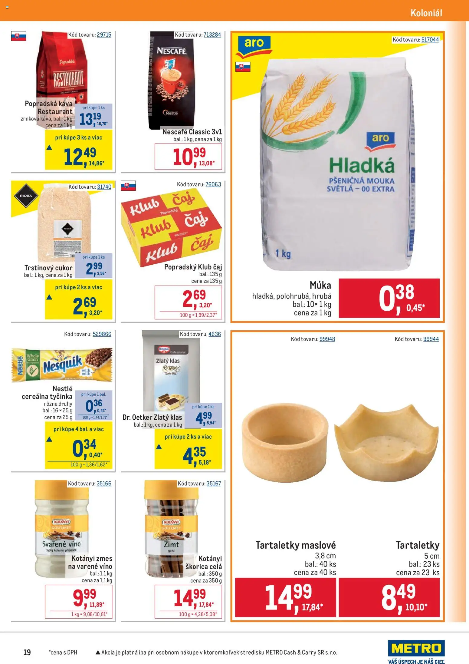 Nové Metro akcie – leták je platný od 05.11.2025 | Strana: 19 | Produkty: Víno, Čaj, Nesquik, Svetlá