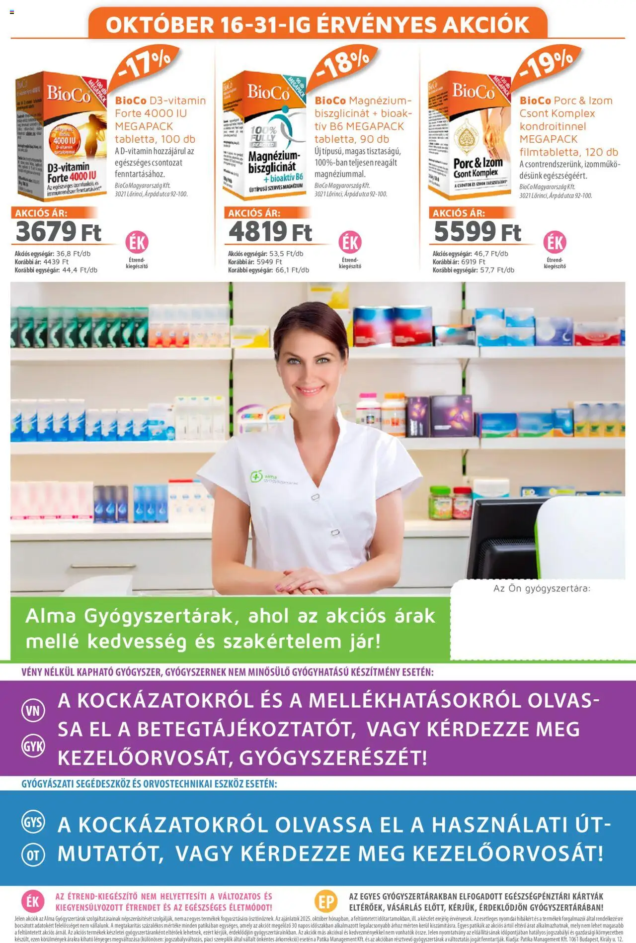 Alma Gyógyszertárak akciós ujság - amely érvényes a következő dátumtól: 01.10.2025 | Oldal: 20 | Termékek: Alma