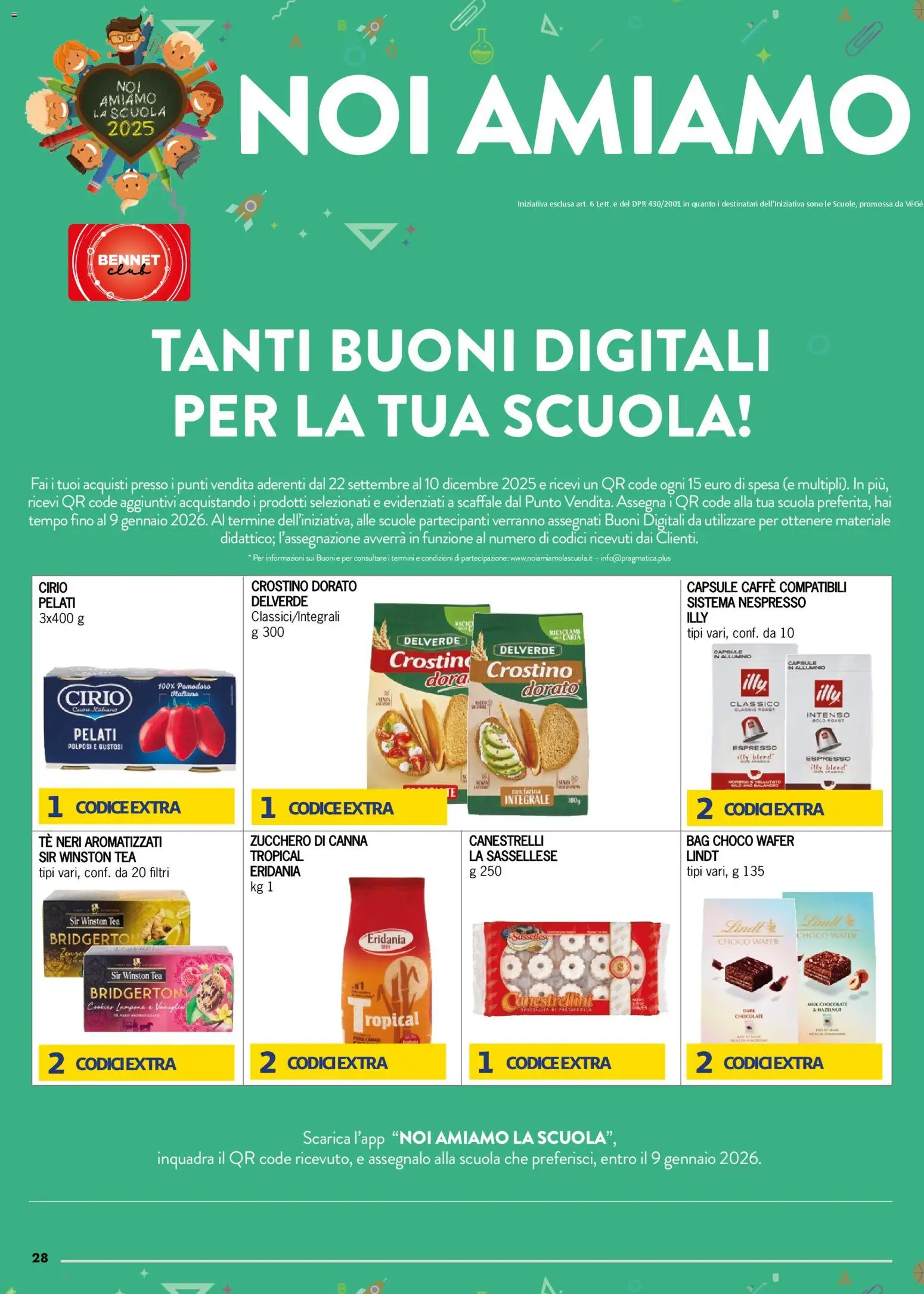 Volantino bennet del 27.11.2025 | Pagina: 28 | Prodotti: Caffè, Zucchero, Pomodoro, Lampone