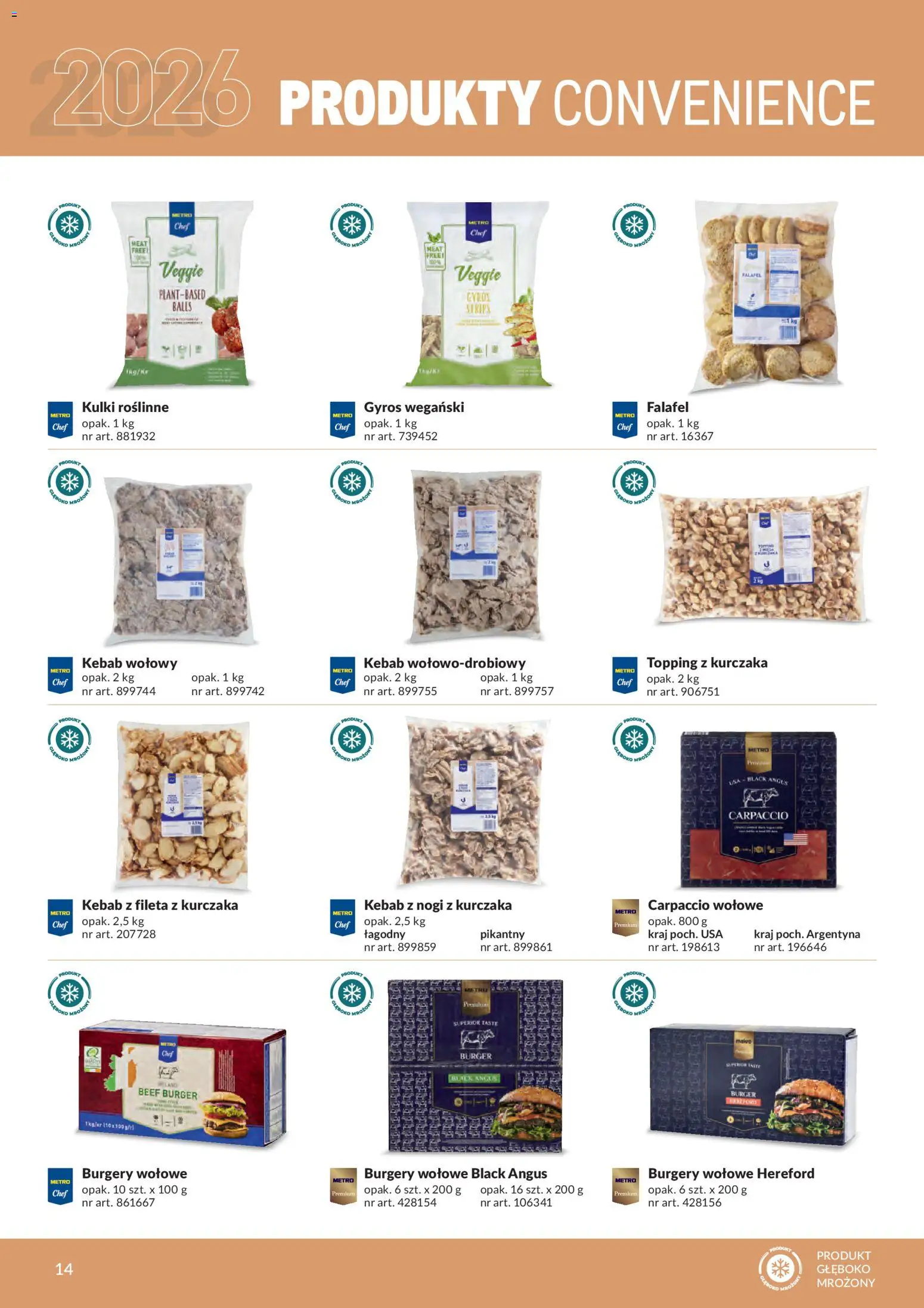 Makro gazetka - Produktów marek własnych dla profesjonalnej Gastronomii od 01.03.2026 | Strona: 14 | Produkty: Kebab, Carpaccio wołowe, Carpaccio, Burgery wolowe