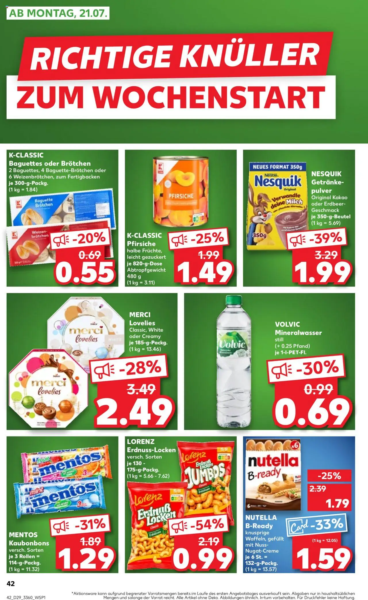 Kaufland prospekt Frankfurt (Oder)	 - gültig ab dem 17.07.2025 | Seite: 42 | Produkte: Merci, Nesquik, Mineralwasser, Nutella