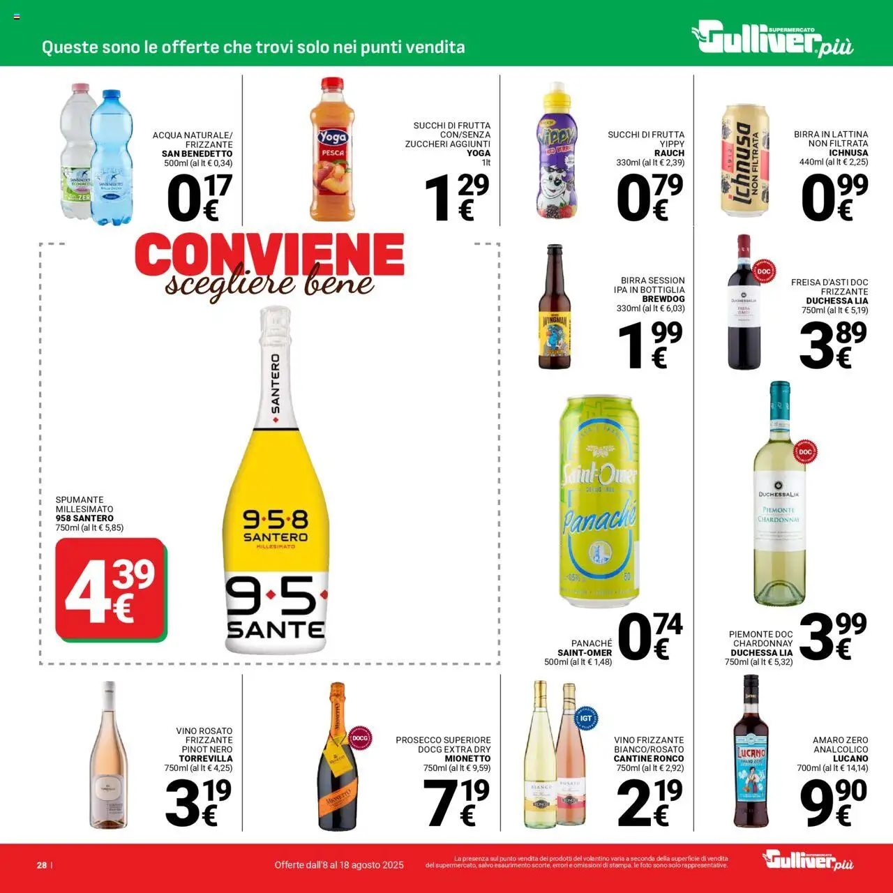 Volantino Gulliver del 08.08.2025 | Pagina: 28 | Prodotti: Birra, Acqua, Pesca, Bottiglia