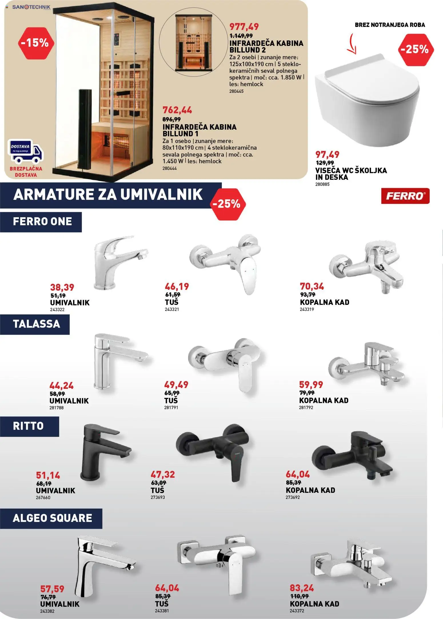 Novi Inpos katalog ponudbe – veljaven od 02.03.2026 | Stran: 16 | Izdelki: Kopalna kad, WC školjka, Umivalnik