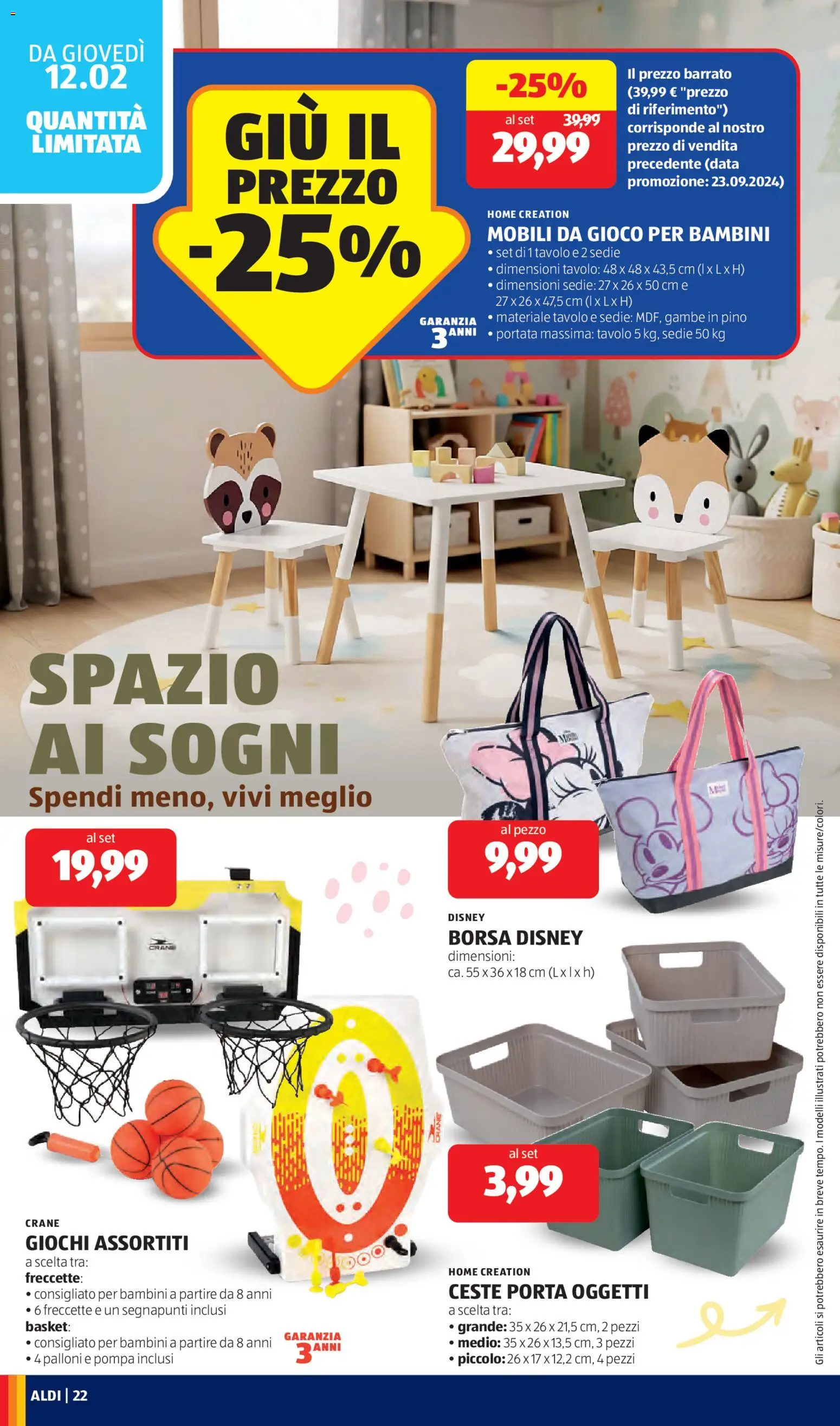 Volantino Aldi del 09.02.2026 | Pagina: 22 | Prodotti: Data, Gioco, Borsa, Tavolo